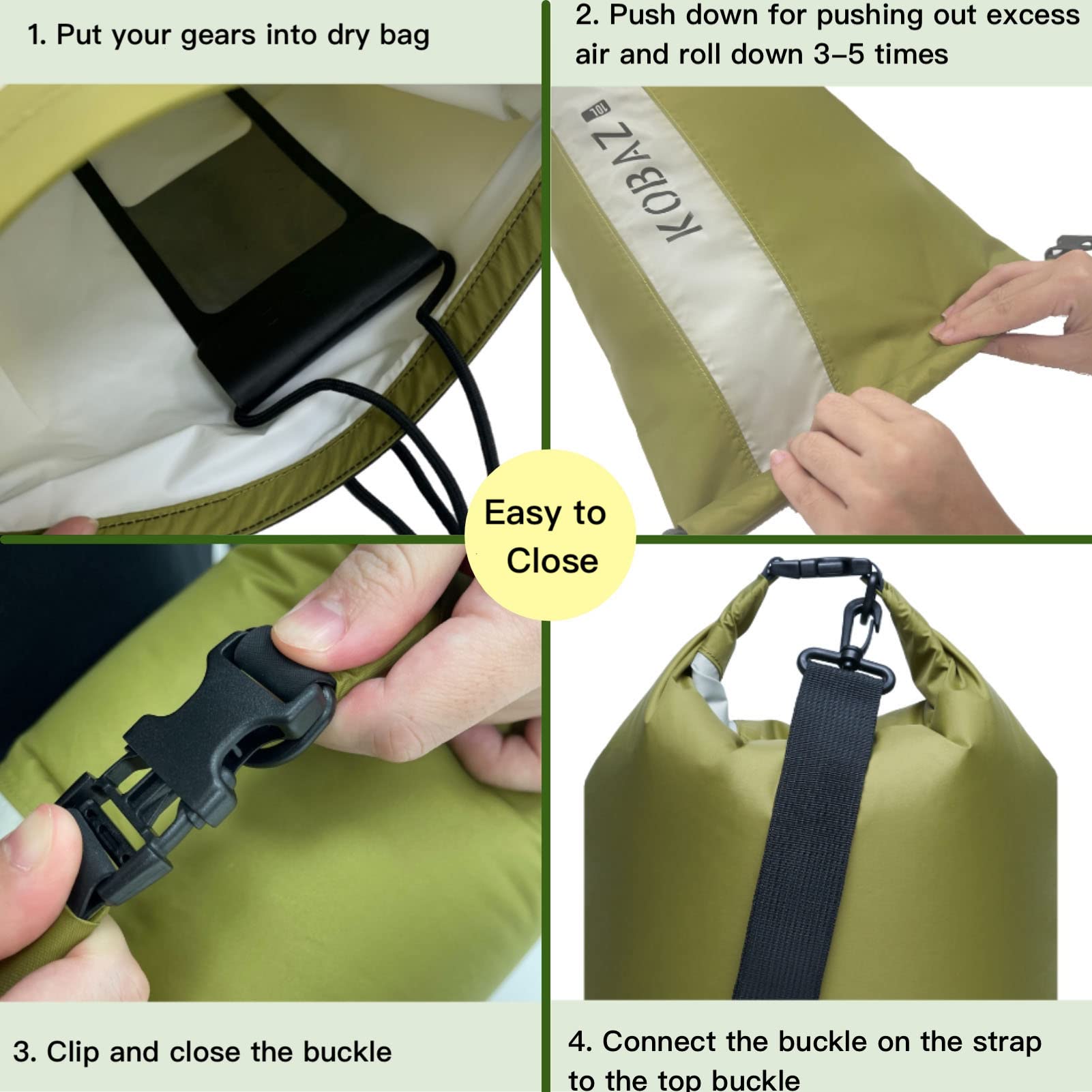 Waterproof Dry Bags 10L 20L 35L - Lightweight Roll Top Dry Sack with Shoulder Strap for Kayaking, Camping, Hiking, Beach, Swimming & Outdoor Activities