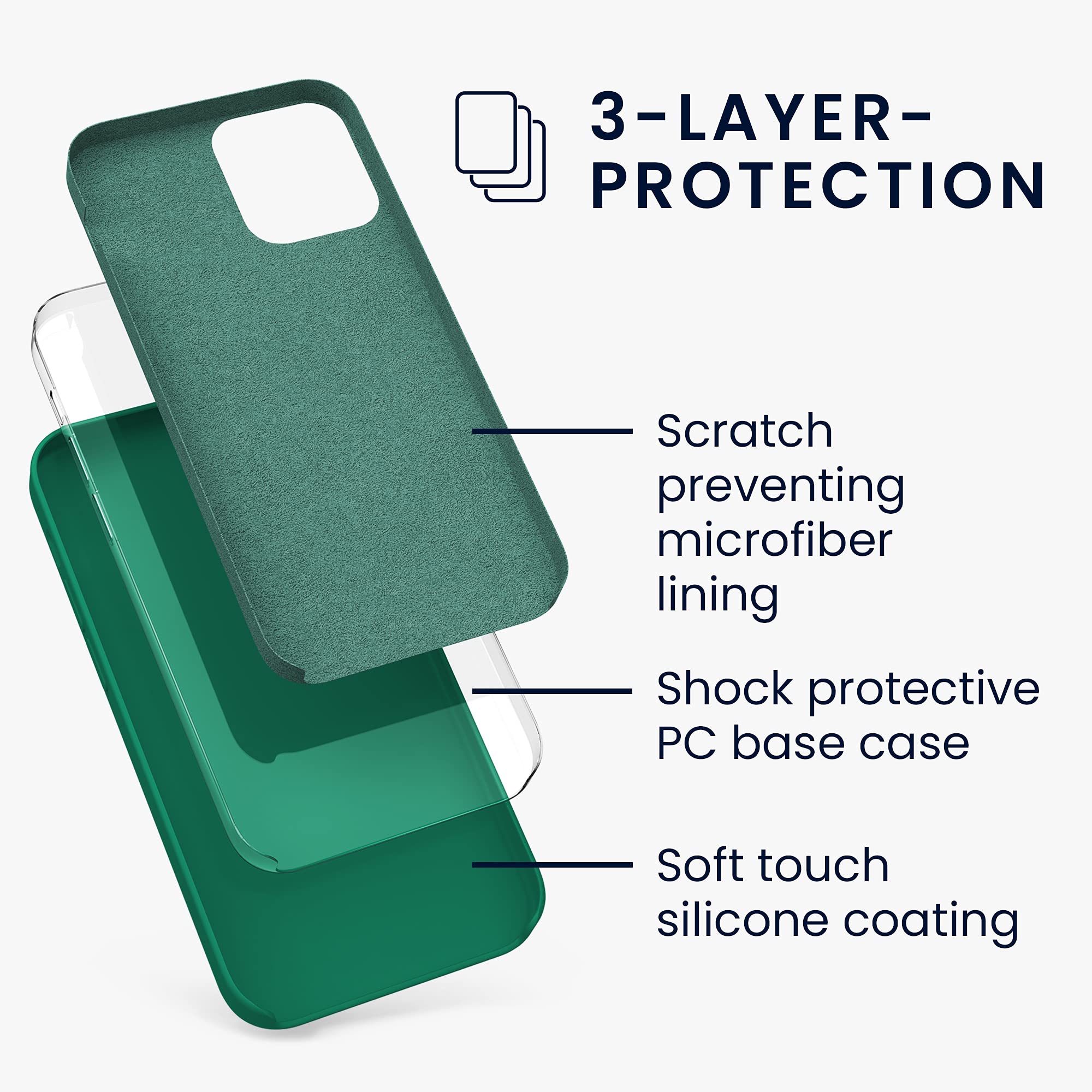 kwmobile Shockproof TPU Silicone Case for Apple iPhone 12/12 Pro - Soft Protective Phone Cover in Emerald Green - Perfect for Daily Use, Work & Outdoor Activities