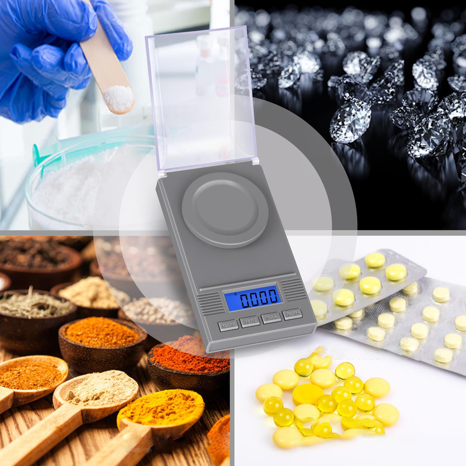 Fuzion 50g x 0.001g Precision Digital Milligram Scale with LCD Backlit Display & Tare Function - Jewelry Scale for Powder Medicine, Gemstones, Reloading | Perfect for Lab, Pharmacy & Jewelry Making