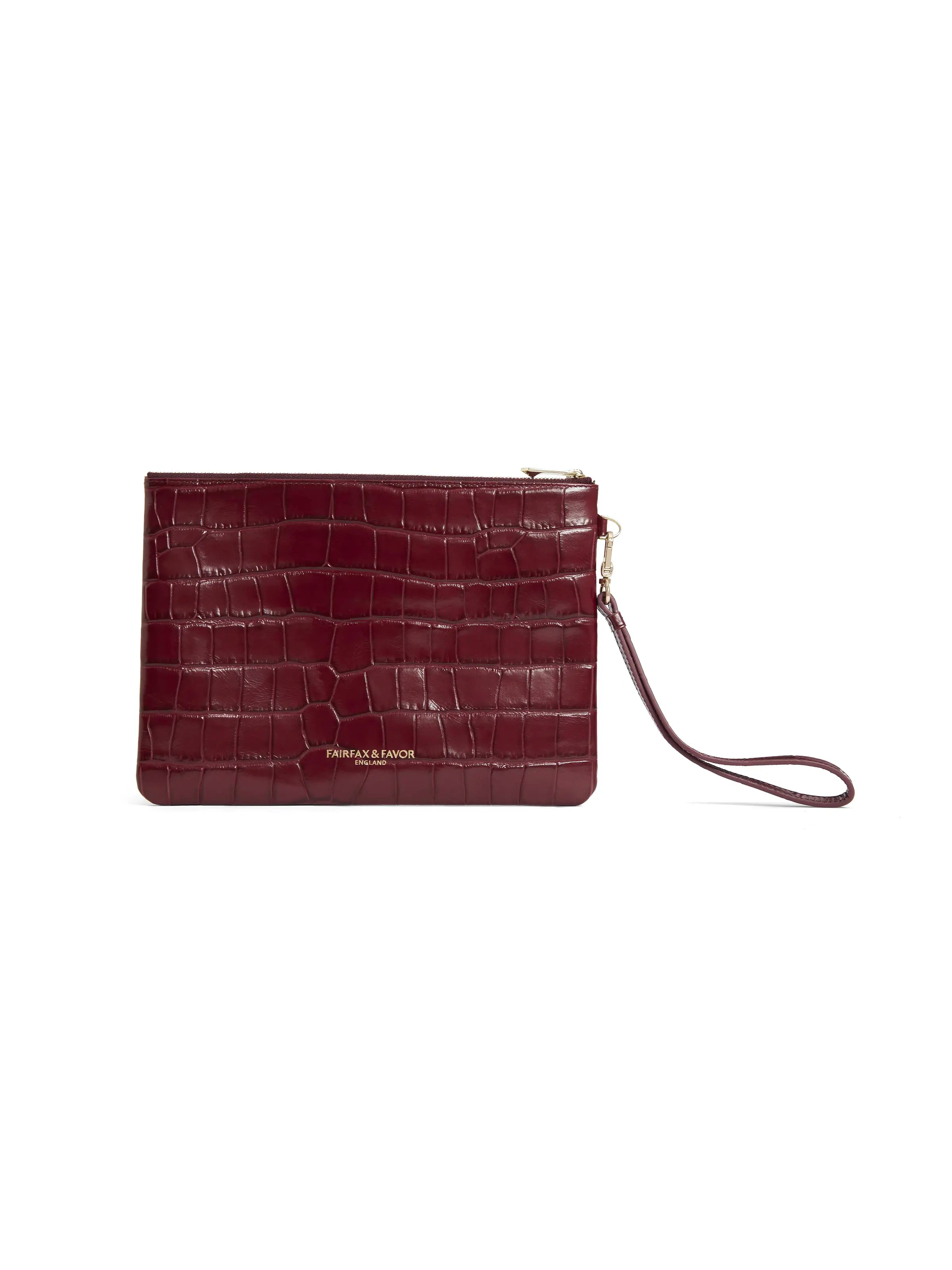 Highbury Clutch Ruby Croc - Stylish Women's Handbag for Evening Parties, Date Nights & Special Occasions
