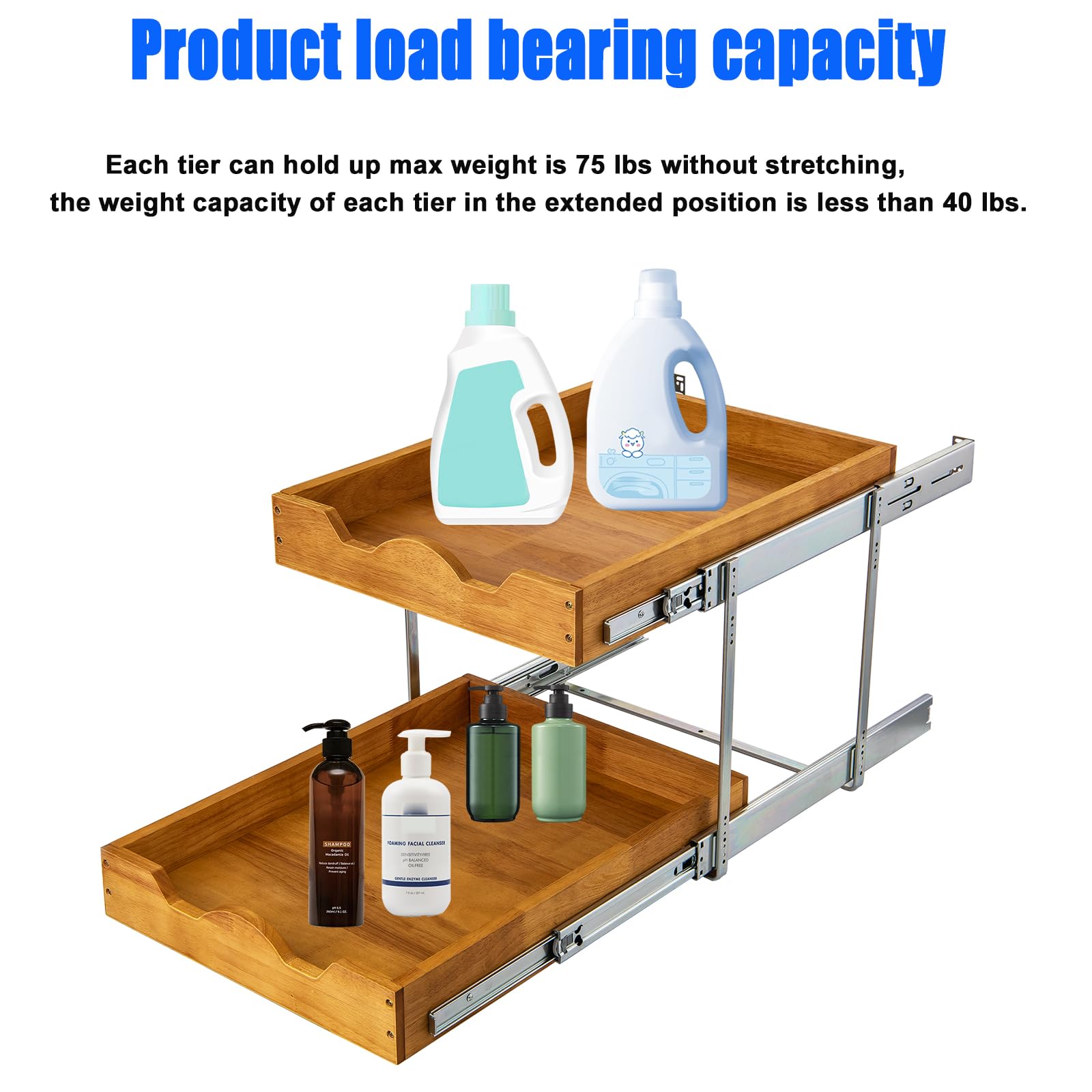 2-Tier Wooden Pull-Out Cabinet Organizer - 11