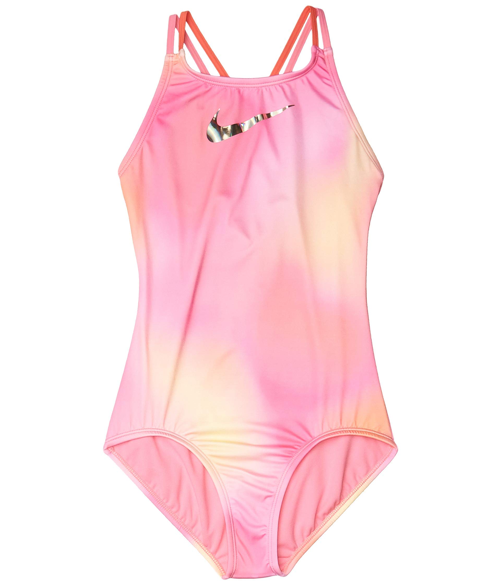 Nike Girl's Spectrum Spiderback One-Piece Swimsuit - Lotus Pink (Size 10-12 Big Kid) | UV Protection & Quick-Dry Fabric for Kids Swimming, Beach & Pool Activities