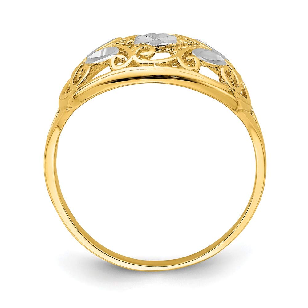 14K Yellow Gold Two-Tone Diamond-Cut Oval Filigree Ring Band for Women - Elegant Wedding, Engagement, Anniversary Jewelry Gift