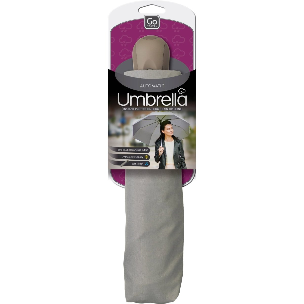 Go Travel Automatic Umbrella - Windproof Compact Travel Umbrella with Auto Open/Close for Men & Women - Perfect for Commuting, Hiking, and Outdoor Activities