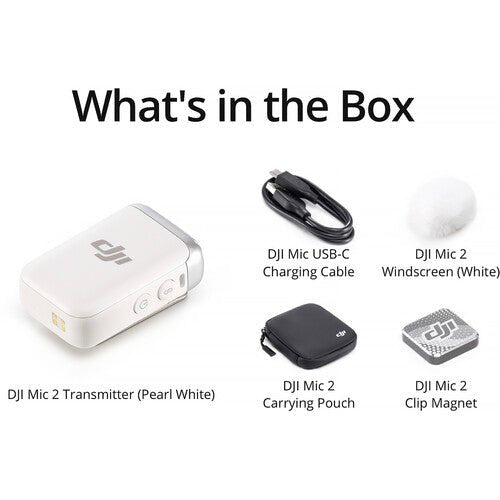 DJI Mic 2 Wireless Lavalier Microphone System - 2.4GHz Clip-On Transmitter & Receiver with Built-in Mic (Platinum White) | Perfect for YouTube, Podcasting, Interviews & Live Streaming