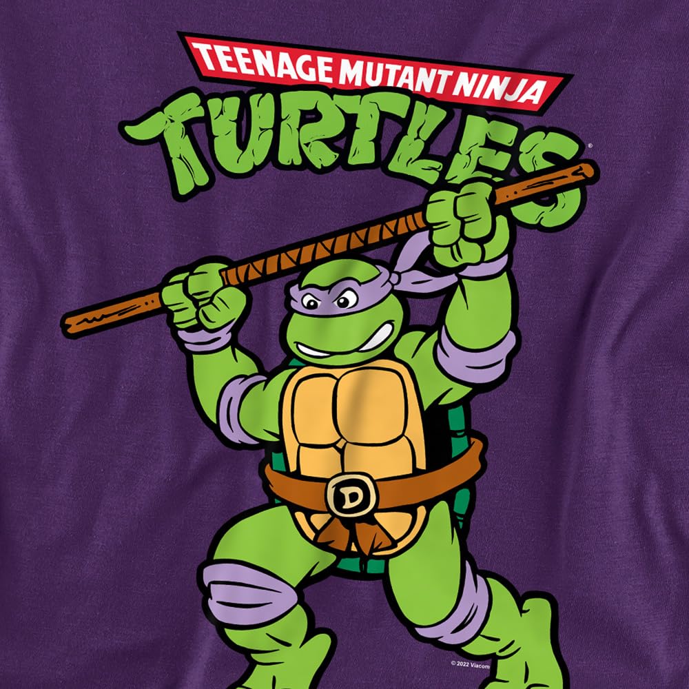 Popfunk Classic TMNT Teenage Mutant Ninja Turtles Retro Donatello Unisex Adult T-Shirt - Soft Cotton Graphic Tee for Men & Women - Perfect for Cosplay, Comic Con & Casual Wear