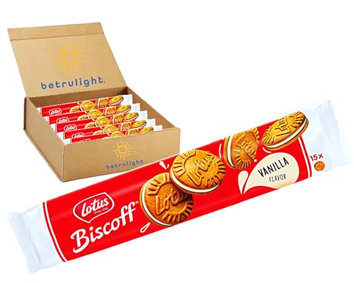 Biscoff Sandwich Cookies with Vanilla Cream Filling - 15 Cookies per Pack (5.29 oz) | Non-GMO, Vegan, No Artificial Colors or Preservatives | Perfect for Coffee Pairing, Snacking & Gift Giving | Elegant BETRULIGHT Branded Packaging
