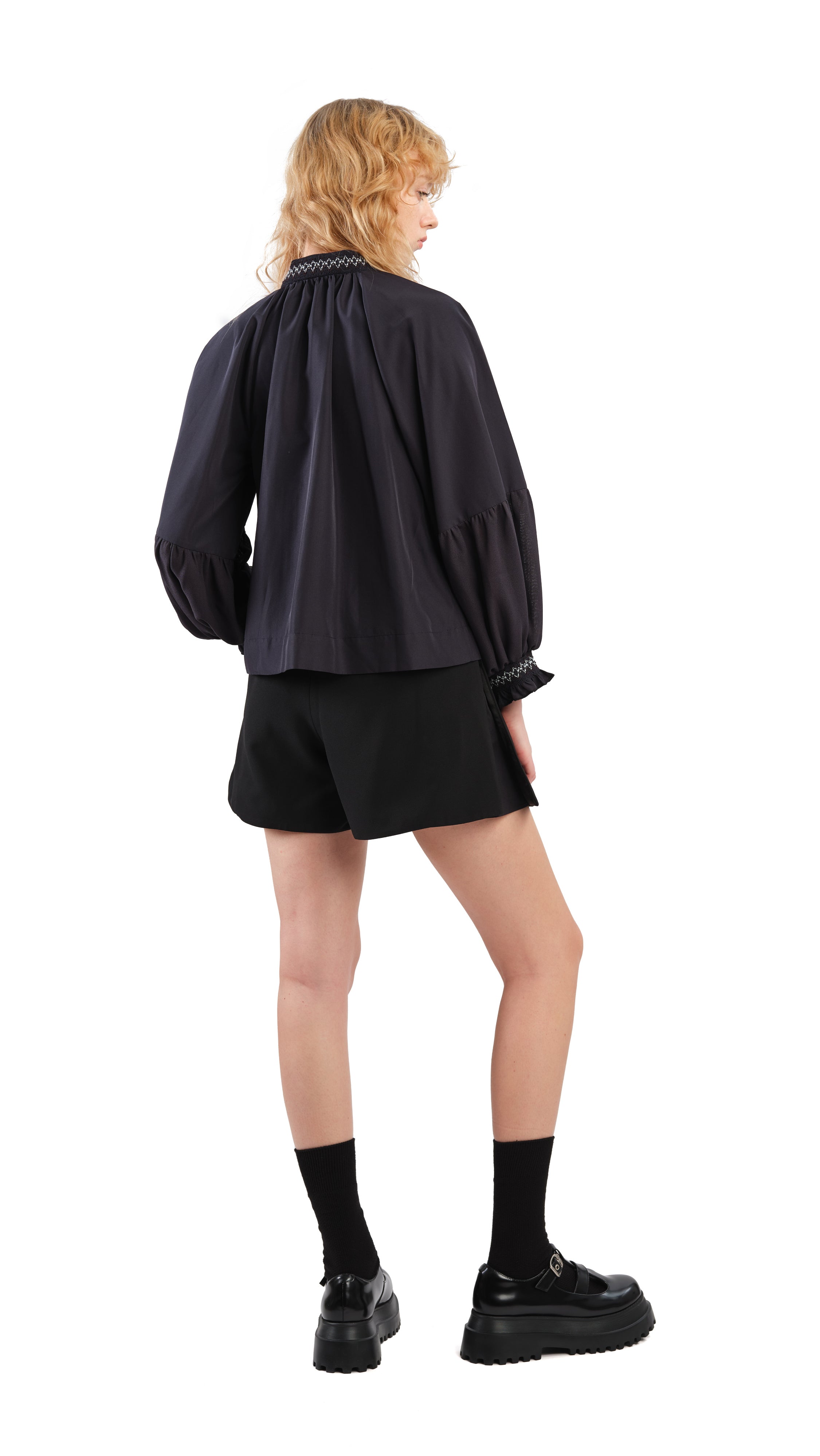 Stylish Smocking Balloon Sleeves Jacket for Women - Trendy Blouse with Puff Sleeves - Perfect for Casual Outings, Date Nights & Office Wear