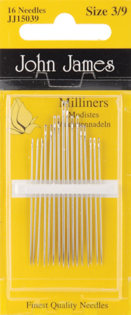 Milliners Hand Needles - Size 3/9 (16 Pack) - Premium Sewing Needles for Hat Making, Costume Design & Fabric Crafts | Perfect for Millinery, Embroidery & DIY Projects