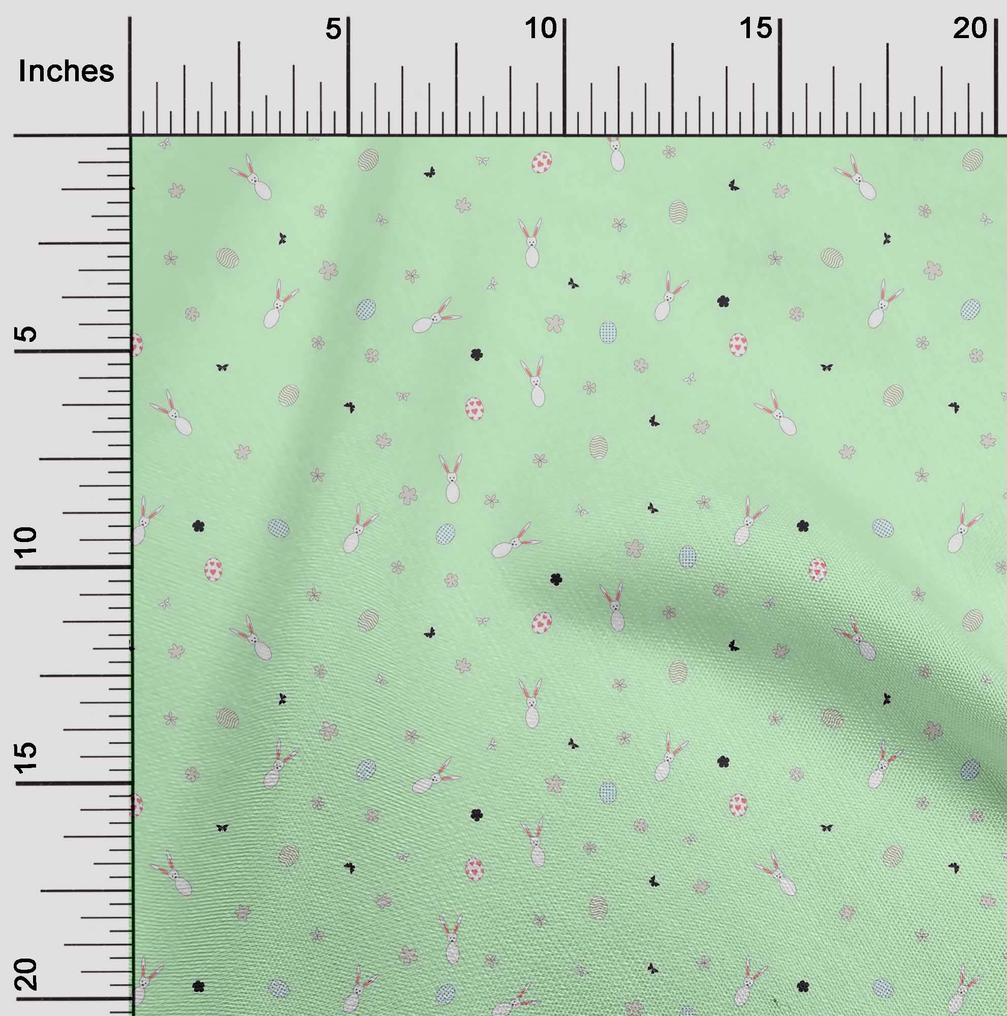oneOone Polyester Spandex Fabric - Easter Egg Floral Rabbit Animal Print Decor Fabric (56
