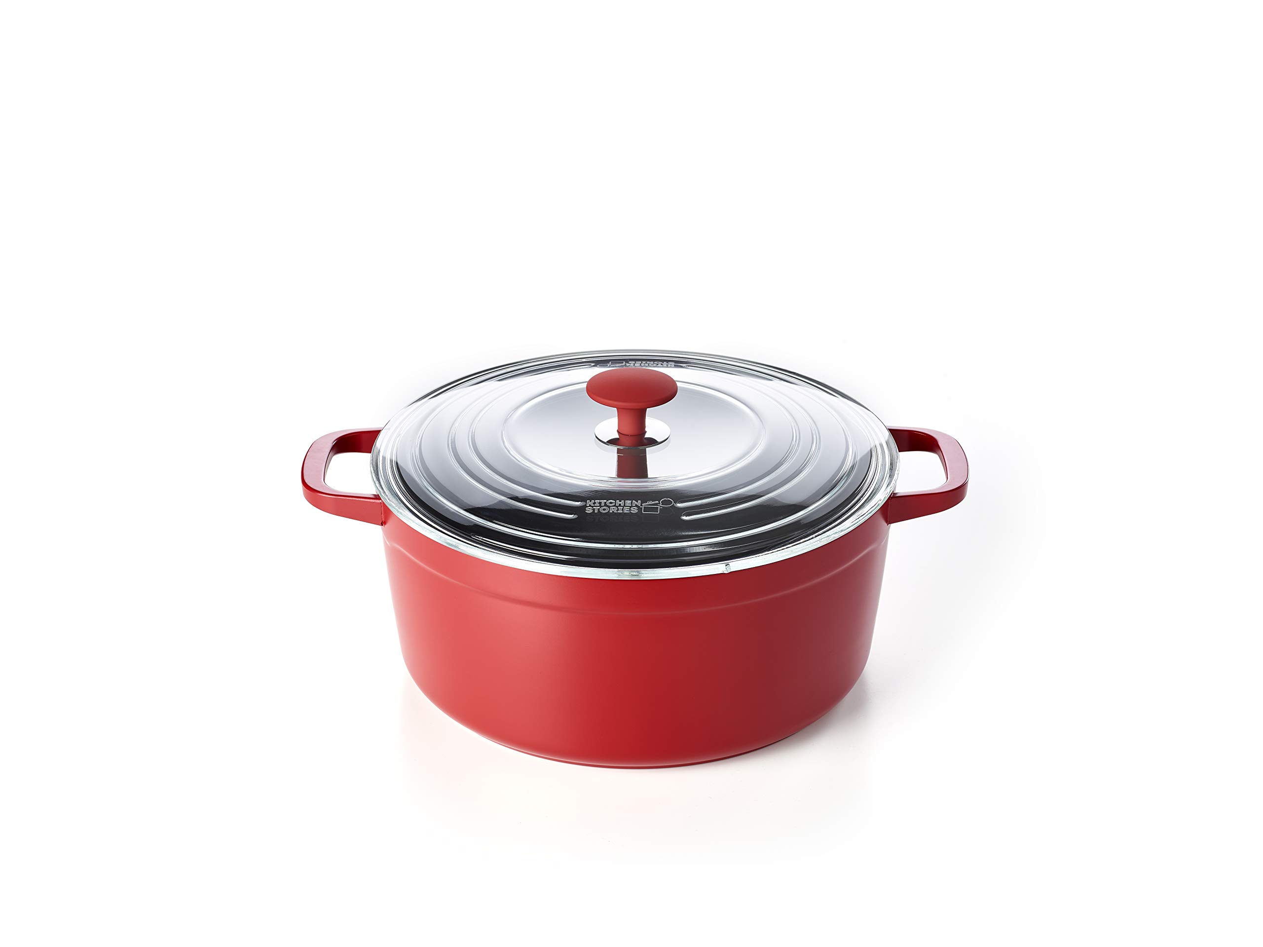 Healthy Ceramic Nonstick 6.6L Dutch Oven with Tempered Self-Basting Lid - 28cm Aluminum Casserole Dish for Induction, Oven & Dishwasher Safe (Red) - Perfect for Slow Cooking, Braising & Family Meals