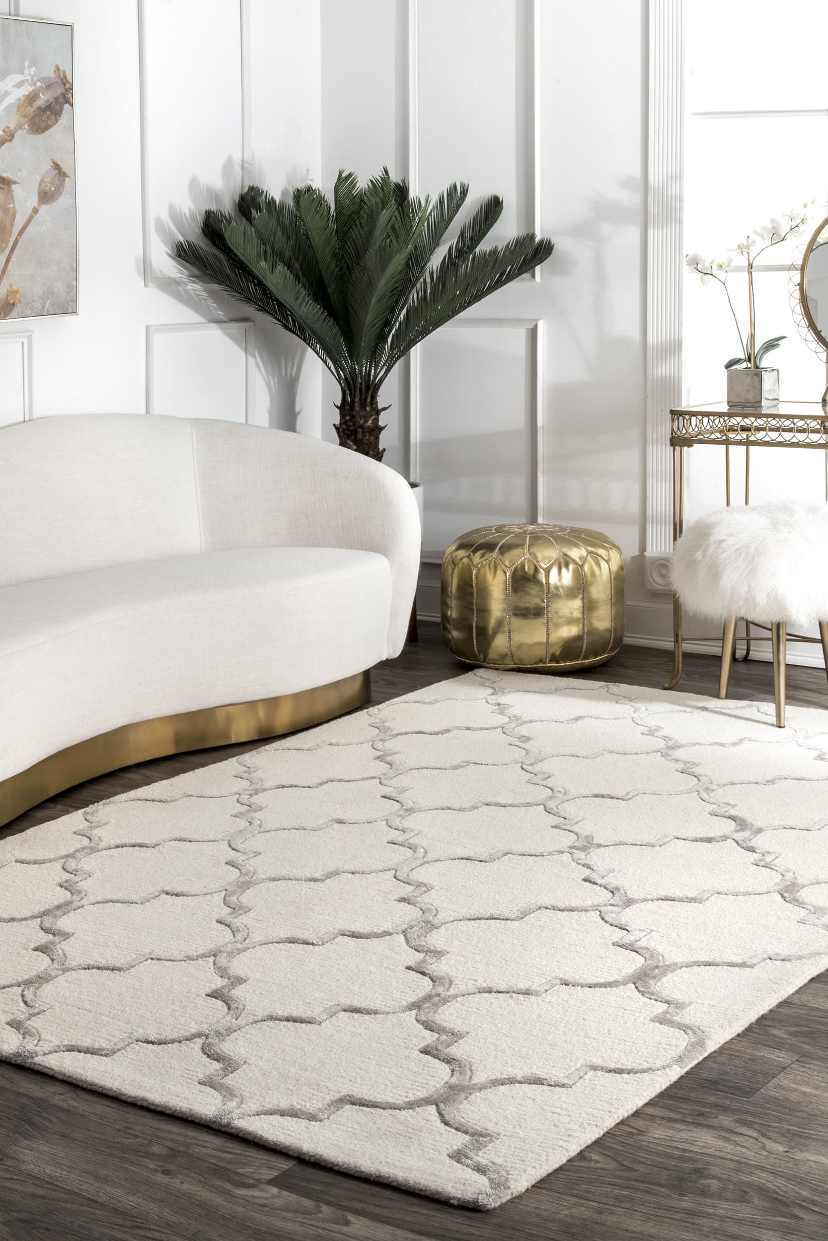Edison Rug | Ivory Handwoven Cotton Area Rug for Living Room, Bedroom & Office | Soft & Durable Home Decor