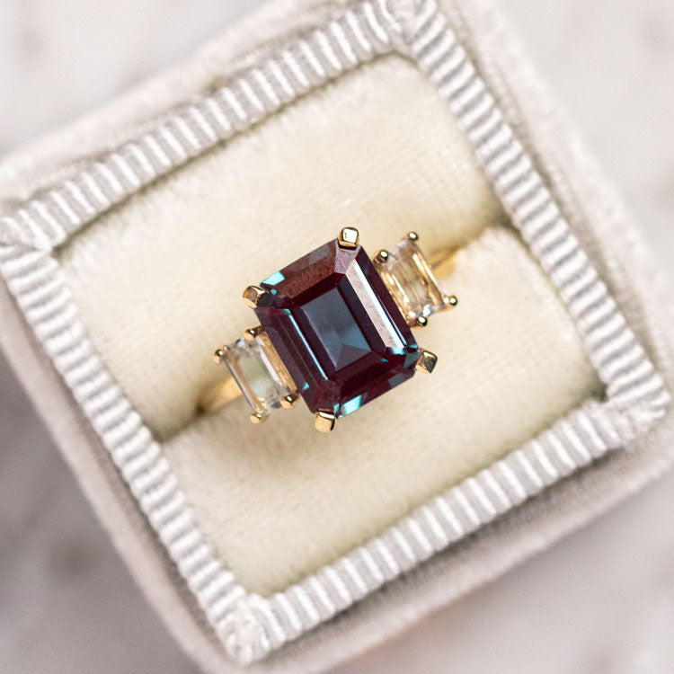 Elegant Alexandrite & White Topaz Ring for Women | Durable Sterling Silver Jewelry Gift for Anniversary, Birthday & Special Occasions
