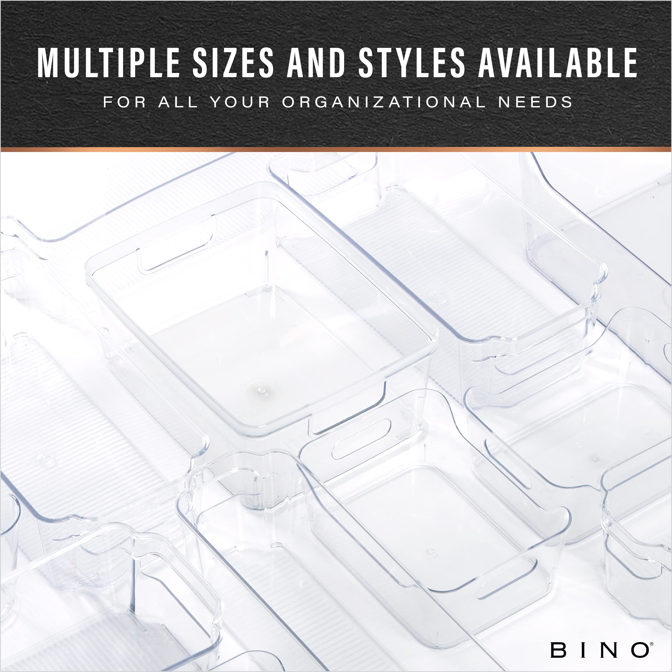 BINO Plastic Storage Bins for Home & Kitchen Organization - Small Multi-Use Organizer Bins with Built-in Handles, BPA-Free - Perfect for Pantry, Fridge, Freezer & Closet Storage | The SOHO Collection