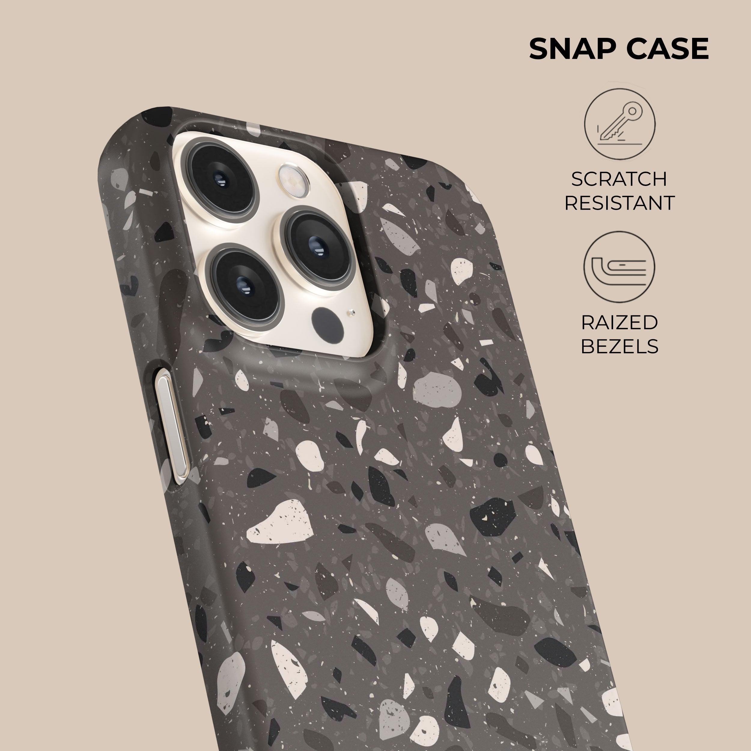 Stylish Brown Terrazzo Pattern Phone Case - Durable Protective Cover for iPhone & Samsung | Perfect for Everyday Use, Travel & Work
