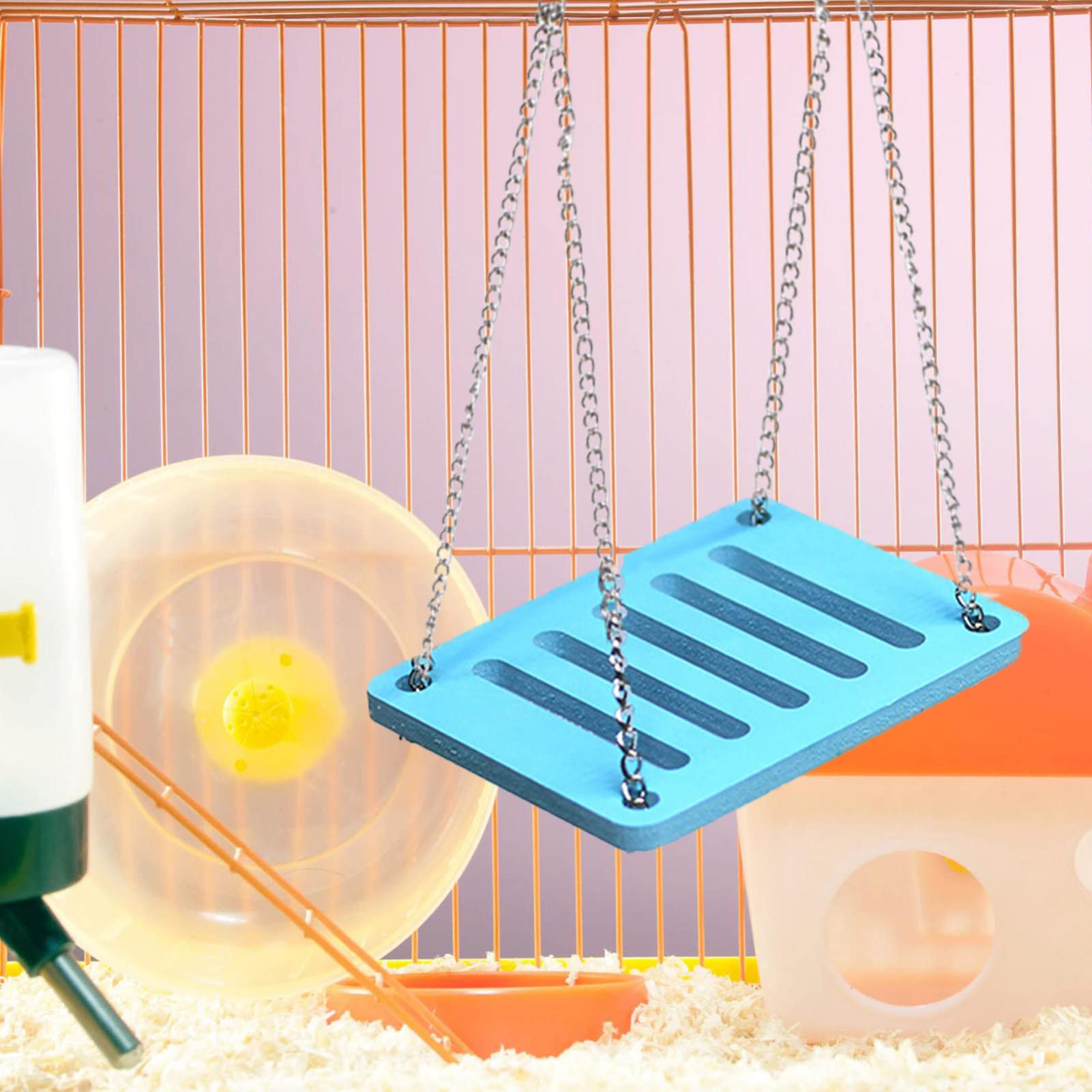 POPETPOP 4 Pack Small Animal Chew Toys - Springboard Climbing Platform for Guinea Pigs, Ferrets, Parrots, Cockatiels, Hamsters & Chinchillas | Durable Plastic Pet Accessories for Chewing & Playtime Fun