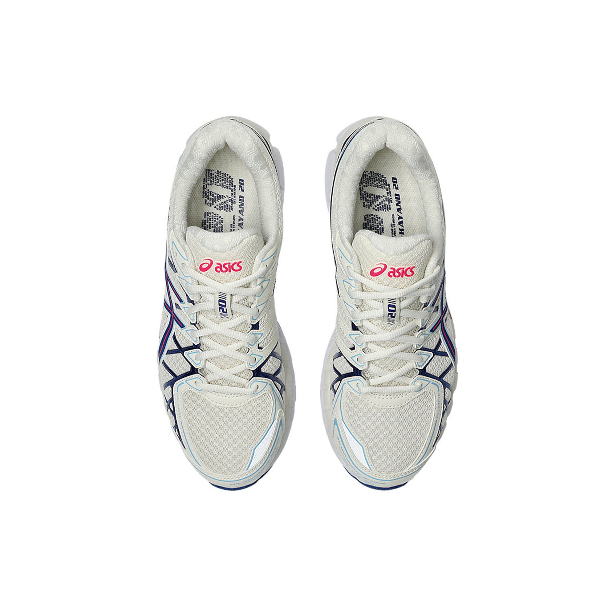 ASICS Gel Kayano 20 Running Shoes for Men - Cream Blue Red Colorway | Lightweight Cushioned Sneakers for Long Distance Running, Jogging & Gym Workouts