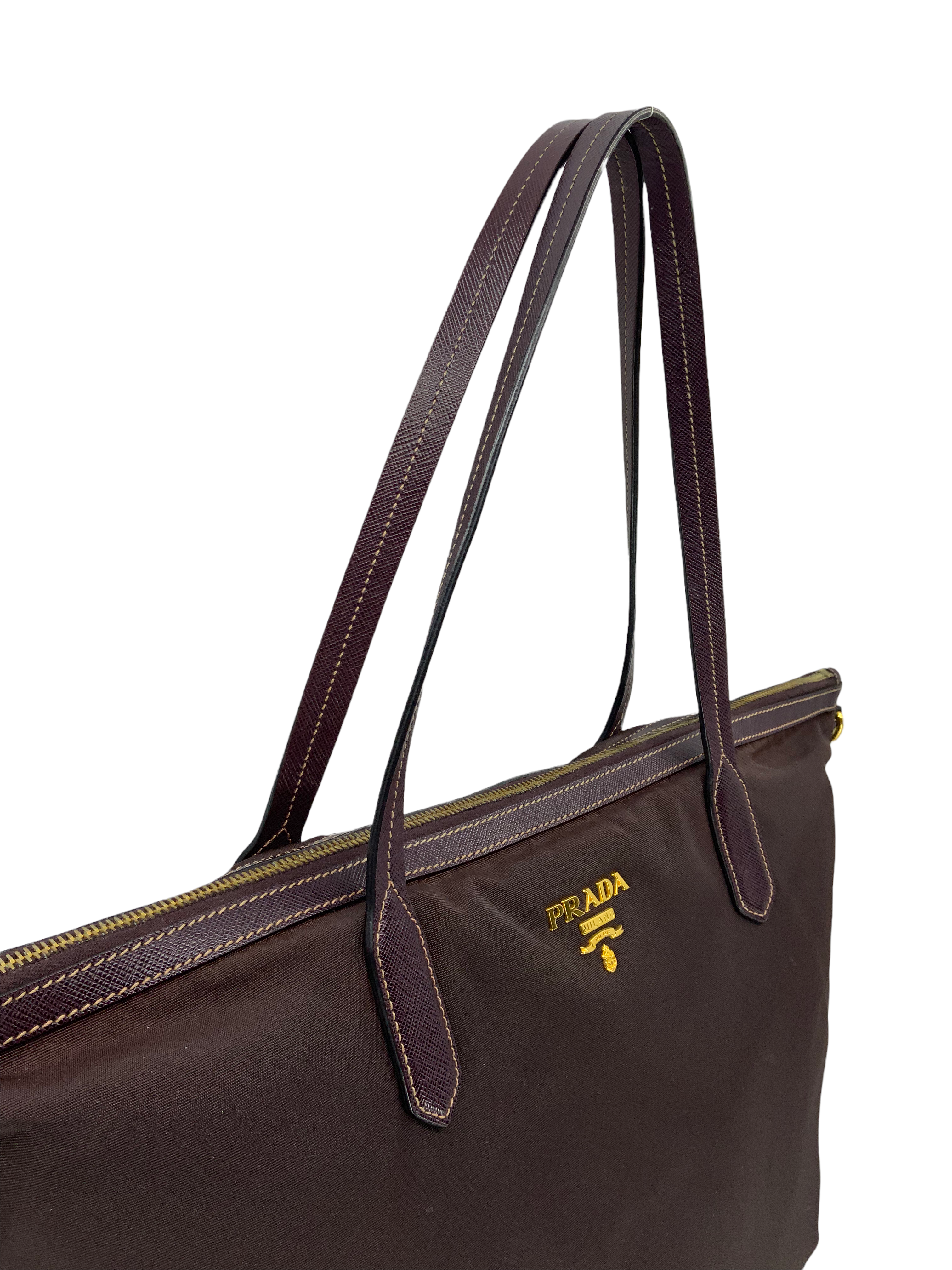 PRADA Tessuto Nylon and Saffiano Leather Tote Bag for Women | Luxury Designer Handbag for Work, Travel & Everyday Use