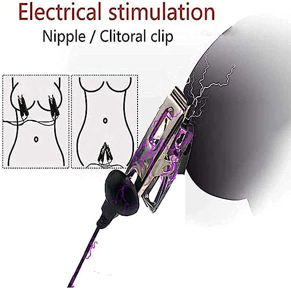 Electric Shock Nipple Clamps - Non-Piercing Nipple Jewelry for Adults, BDSM Role Play & Sensual Pleasure Toys - Perfect for Couples Play, Flirting & Solo Use - Blue D06 (Great for Date Nights & Spicy Yoga Sessions)