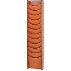 Safco Products 4331CY 12-Pocket Wooden Magazine Rack in Cherry Finish - Perfect for Home, Office, and Library Organization