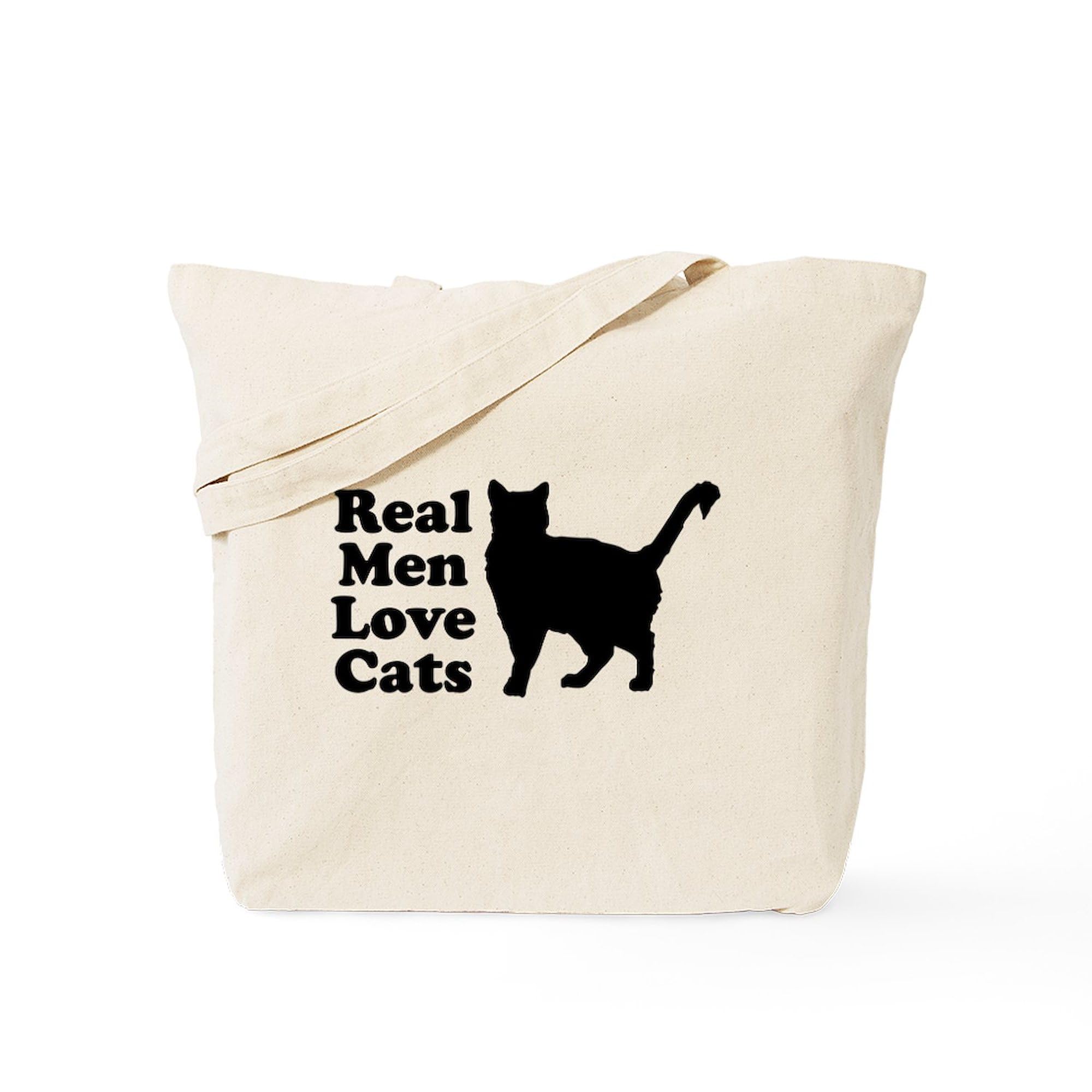 Real Men Love Cats Tote Bag - Natural Canvas Reusable Shopping Bag for Groceries, Beach & Everyday Use | Eco-Friendly Cotton Tote