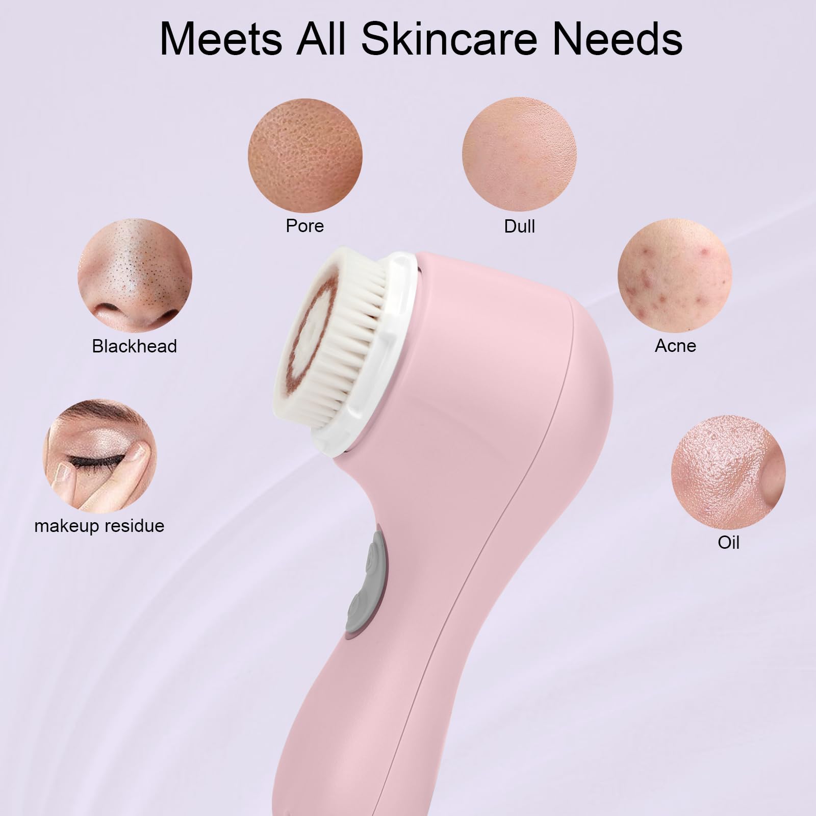 Mia 2 Acoustic Wave Facial Cleansing Brush - Pink | Deep Pore Cleaner for Glowing Skin | Perfect for Daily Skincare & Makeup Removal
