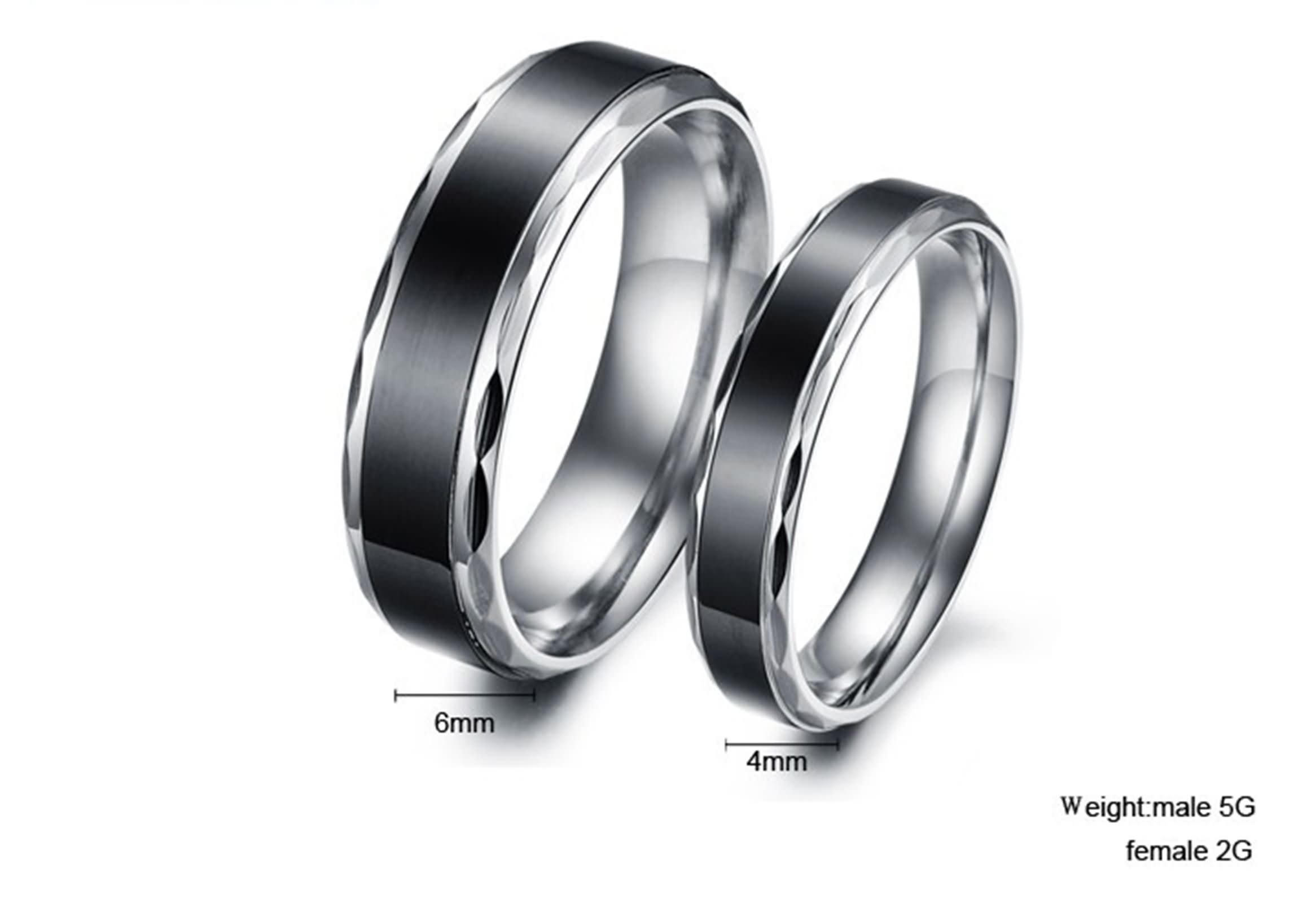 Knsam 2-Piece Stainless Steel Couple Rings Set - Matching Wedding Bands for Men & Women - Durable Black Finish - Perfect for Anniversaries, Engagements & Romantic Gifts