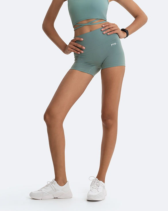 Fresh Green Micro Shorts for Women - High Waisted Summer Athletic Shorts - Comfortable Workout & Yoga Shorts - Perfect for Running, Gym, and Lounge Wear