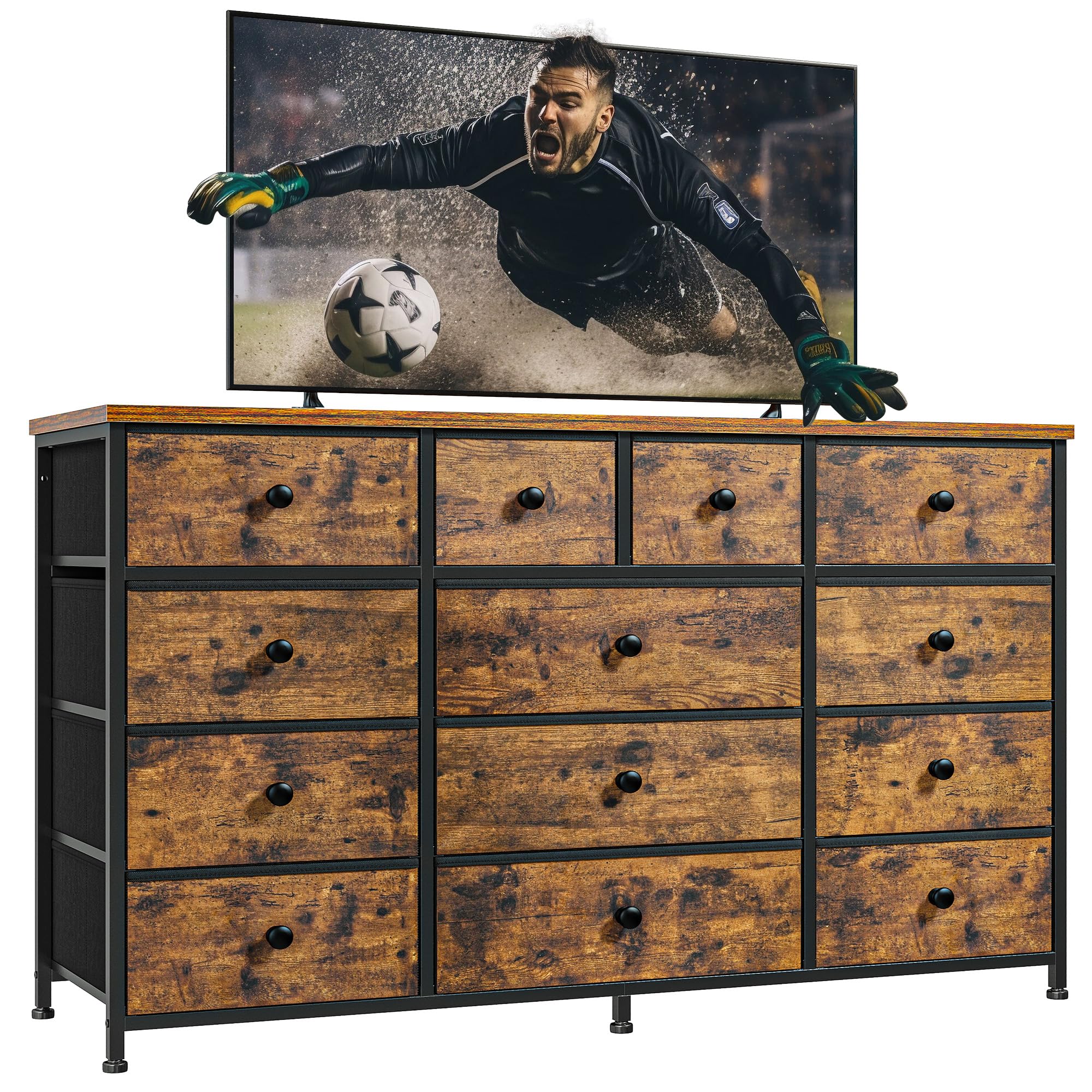 Brown Dresser for Bedroom with 13 Storage Drawers - 55