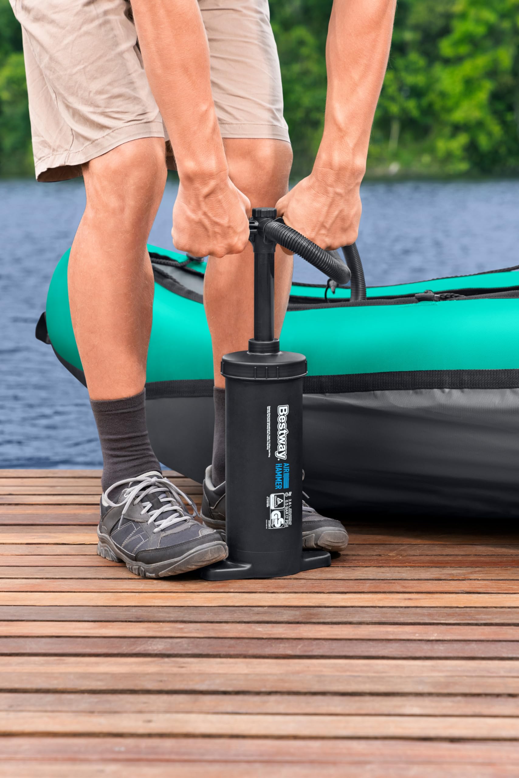 Bestway Air Hammer Double Acting Pump 2,800 ml – High-Pressure Air Pump for Inflatable Pools, Boats, and Air Mattresses – Perfect for Outdoor Camping, Beach Trips, and Water Sports