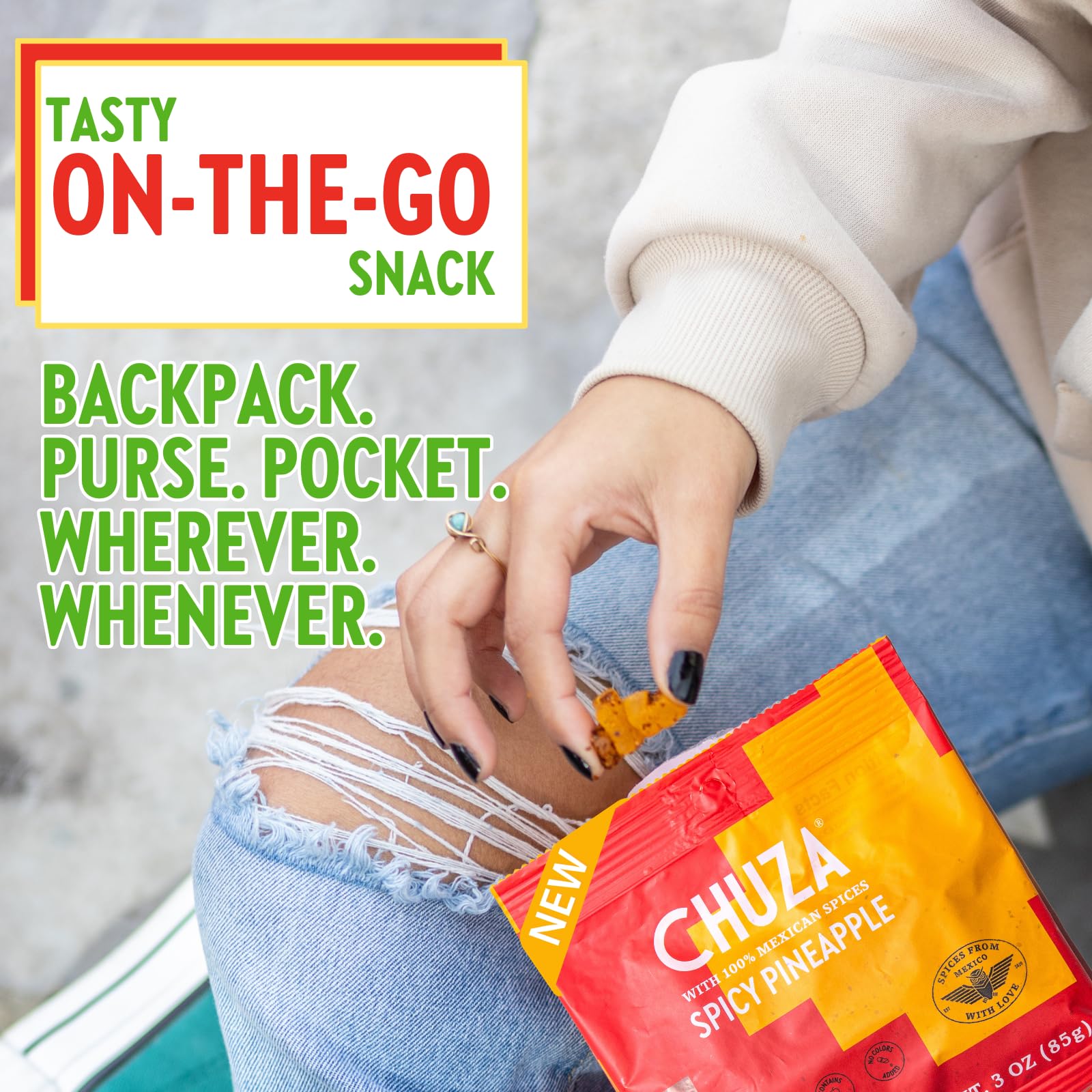 Spicy Dried Pineapple Bites with Chili - Mexican Candy Snack, Real Fruit Flavors, 3 oz Pack of 2 - Perfect for Lunchboxes, Road Trips & Healthy On-the-Go Snacking for Adults & Kids