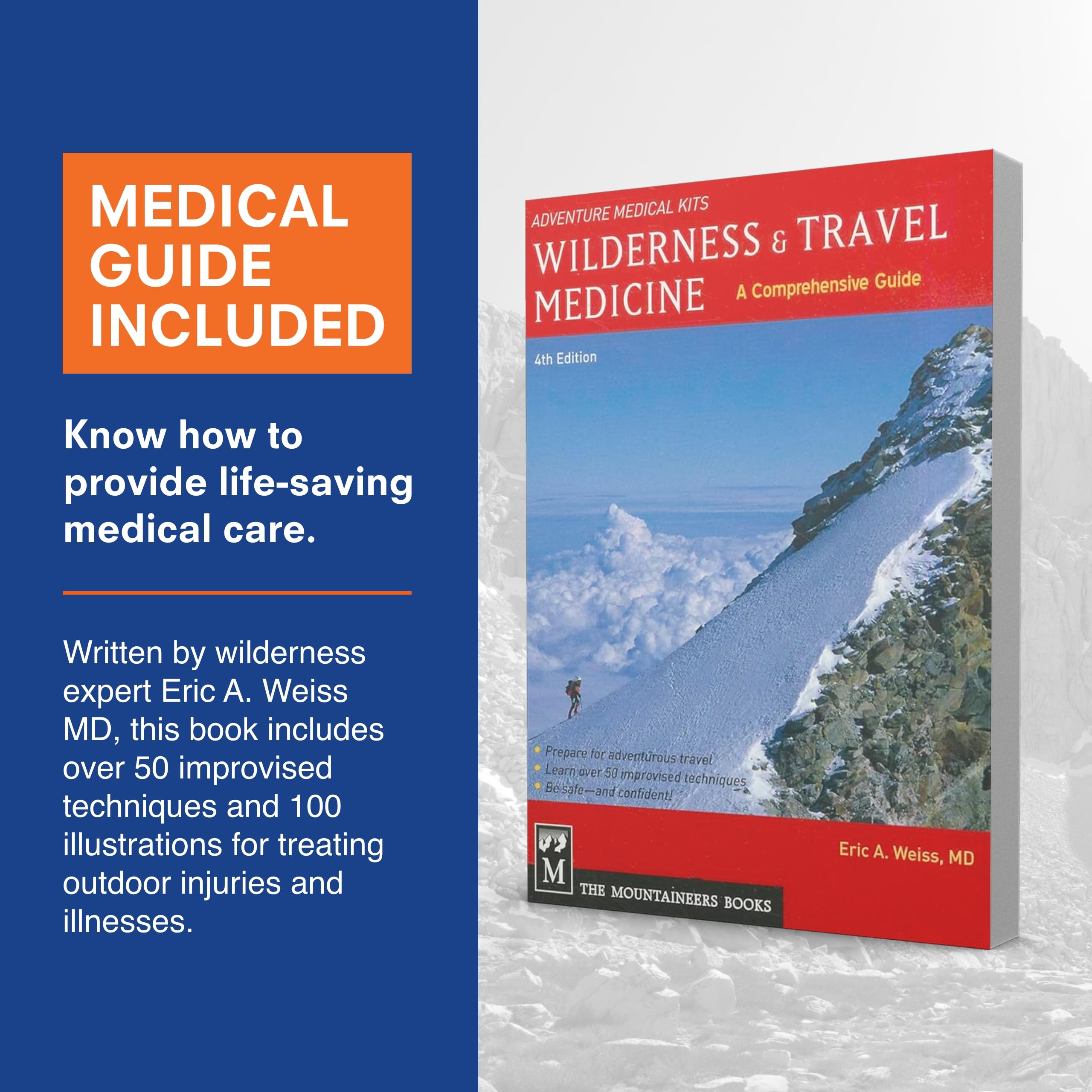 Adventure Medical Kits Mountain Series Hiking First Aid Kit - Emergency Medical Supplies for 2 People (2 Days) - Includes Trauma Pad, Medications & Guidebook - Perfect for Hiking, Camping & Outdoor Adventures