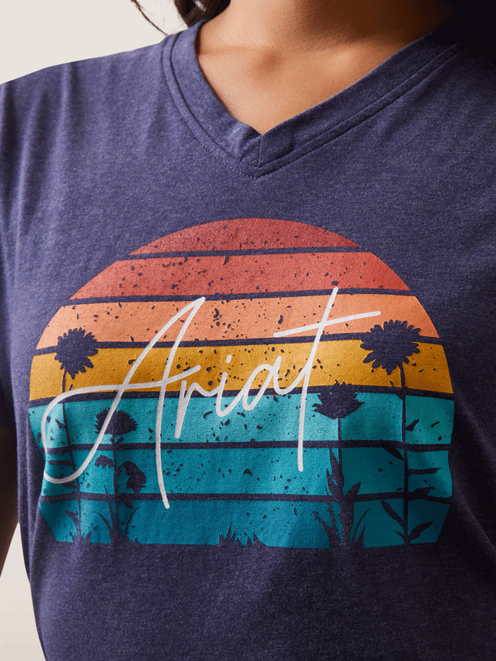 Ariat 10043418 Women's REAL Horizon Short Sleeve T-Shirt - Navy Heather - Comfortable Casual Wear for Outdoor Activities & Everyday Use
