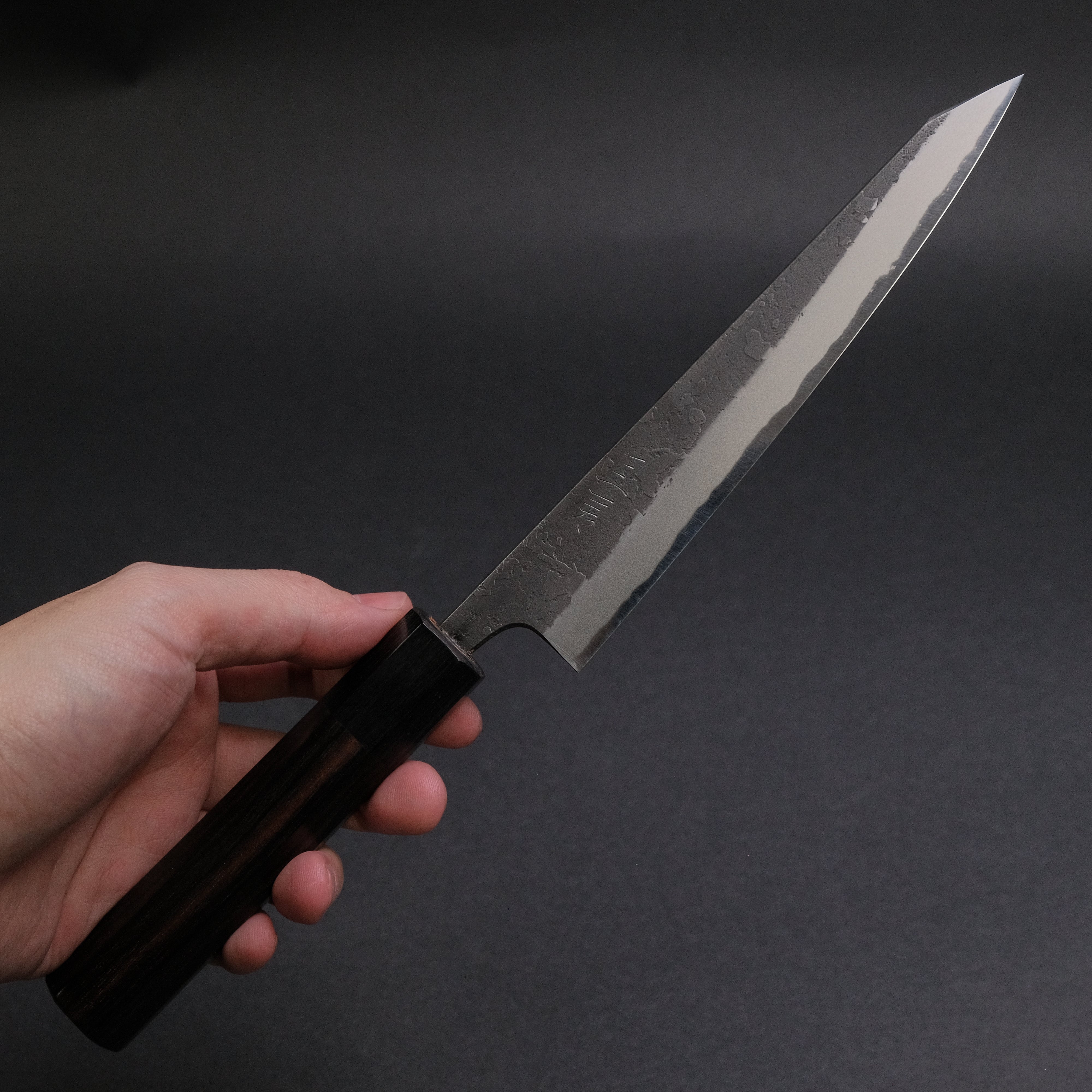 Akifusa Wakui Kurouchi Nashiji Blue #2 Kiritsuke Petty Knife 150mm with Ebony Handle - Japanese Chef Knife for Slicing, Chopping & Precision Cutting - Perfect for Home Cooks & Professional Kitchens