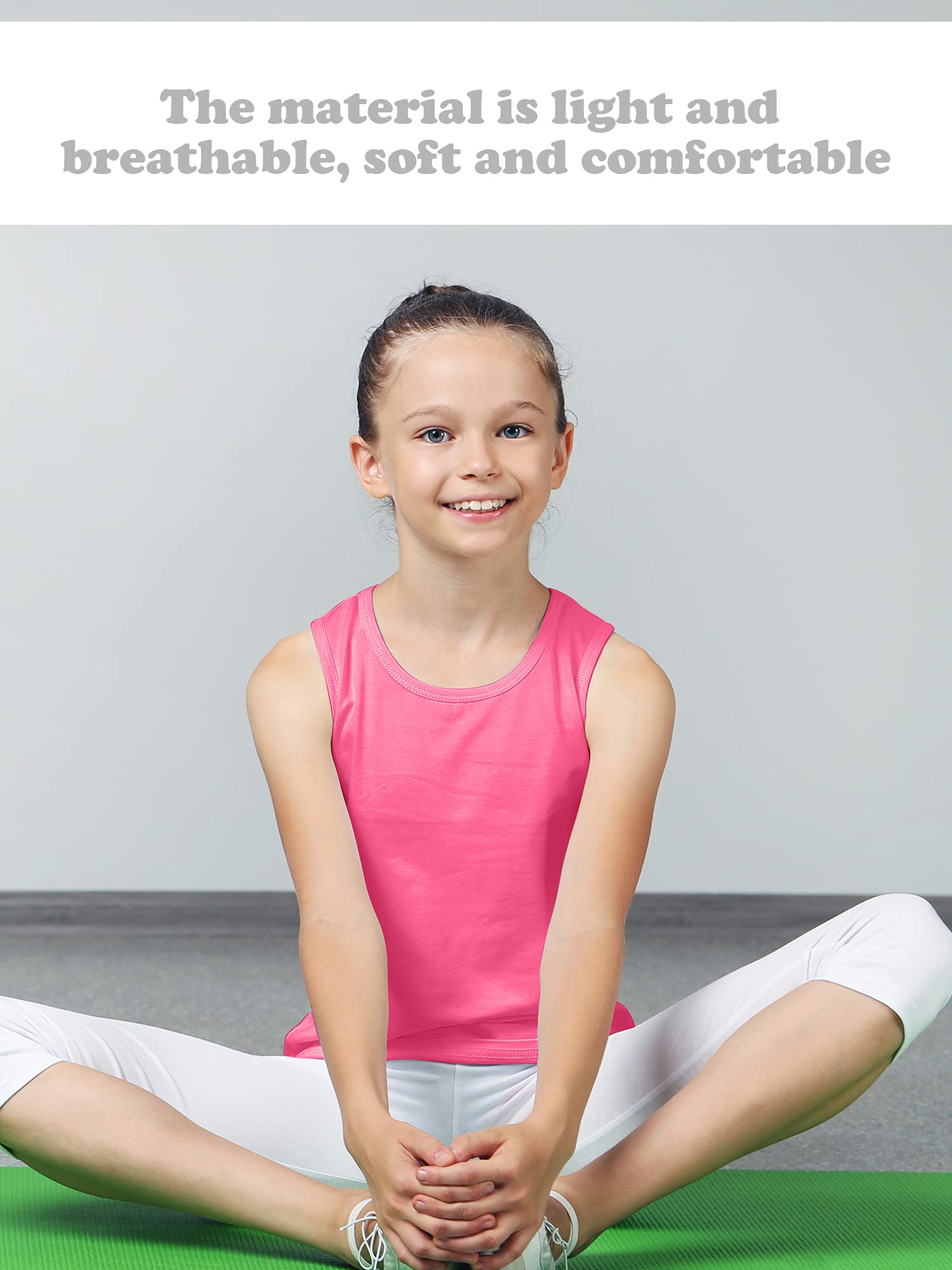 SATINIOR 4 Pack Girls Dance Tank Tops - Racerback Crop Tops Sleeveless Athletic Tops for Dance, Gymnastics, Yoga & Performance - Breathable Workout Clothes for Teens & Kids