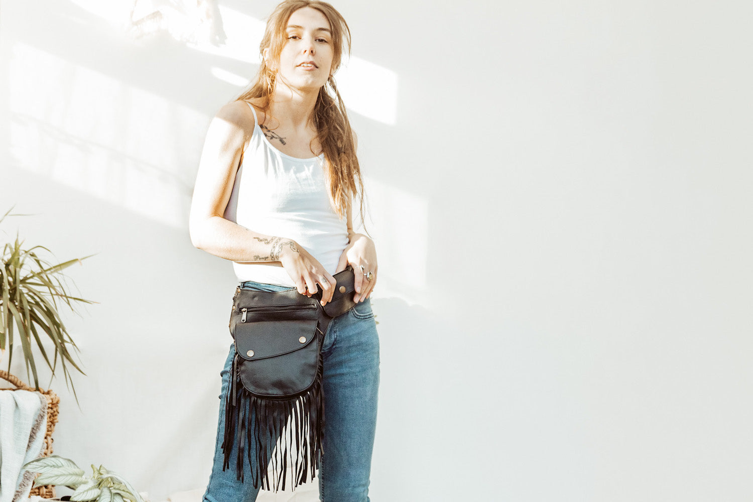 Vegan Leather Tassel Belt for Women - Stylish Black Waist Belt | Perfect for Dresses, Jeans & Boho Outfits