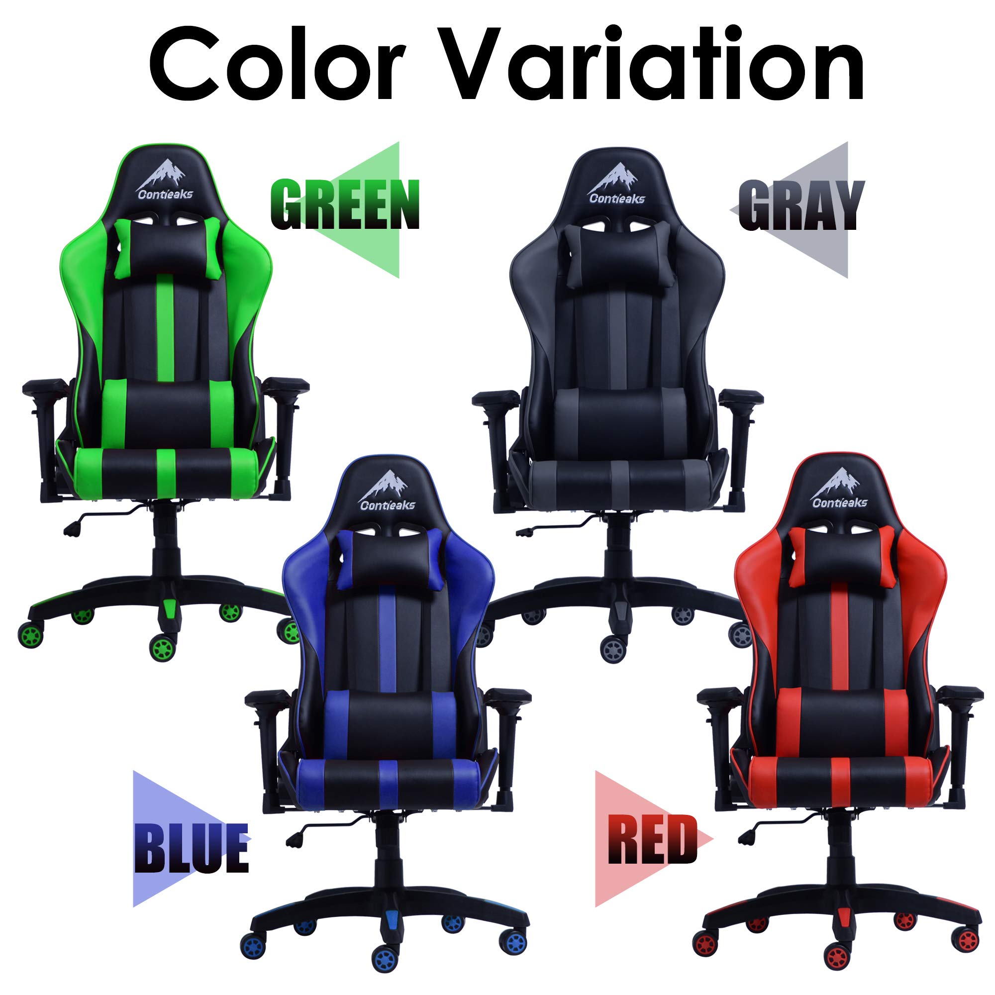314688 Lucel Ergonomic Gaming Chair - Green, High Back Racing Style with Lumbar Support for PC & Office Use - Perfect for Gamers, Streamers & Home Office
