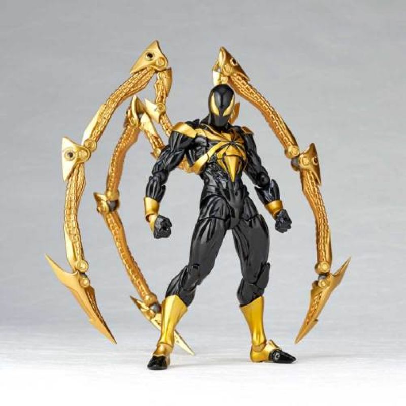 Amazing Yamaguchi Revoltech No. 023EX Iron Spider Black Version - Limited Edition Marvel Action Figure for Collectors | Perfect for Display, Photography & Comic Book Enthusiasts