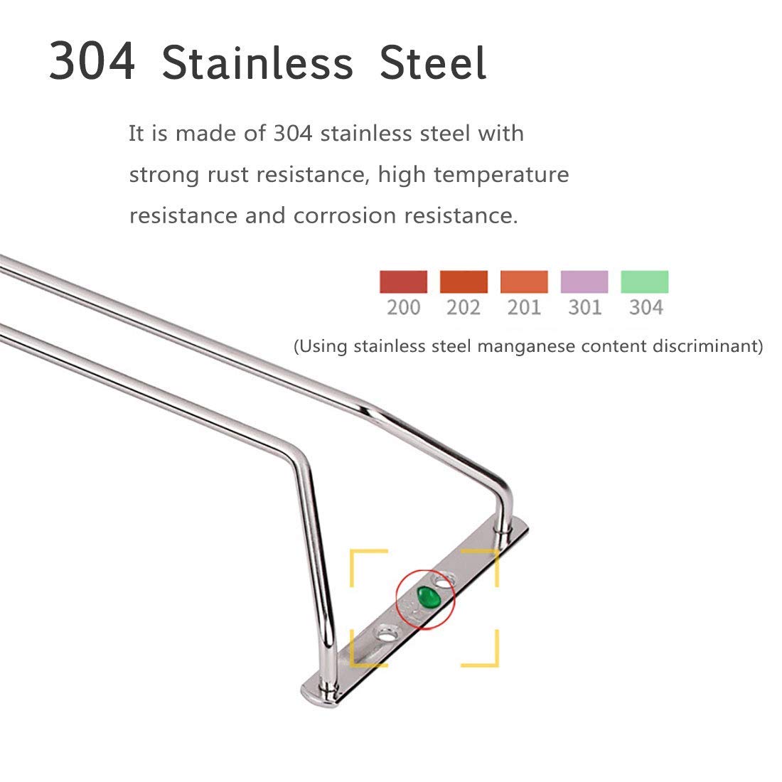 Premium Stainless Steel Under Cabinet Wine Glass Rack - Chrome Finish Hanging Stemware Holder for Kitchen, Bar & Dining Room (10 Inch) - Perfect for Organizing Wine Glasses & Saving Counter Space