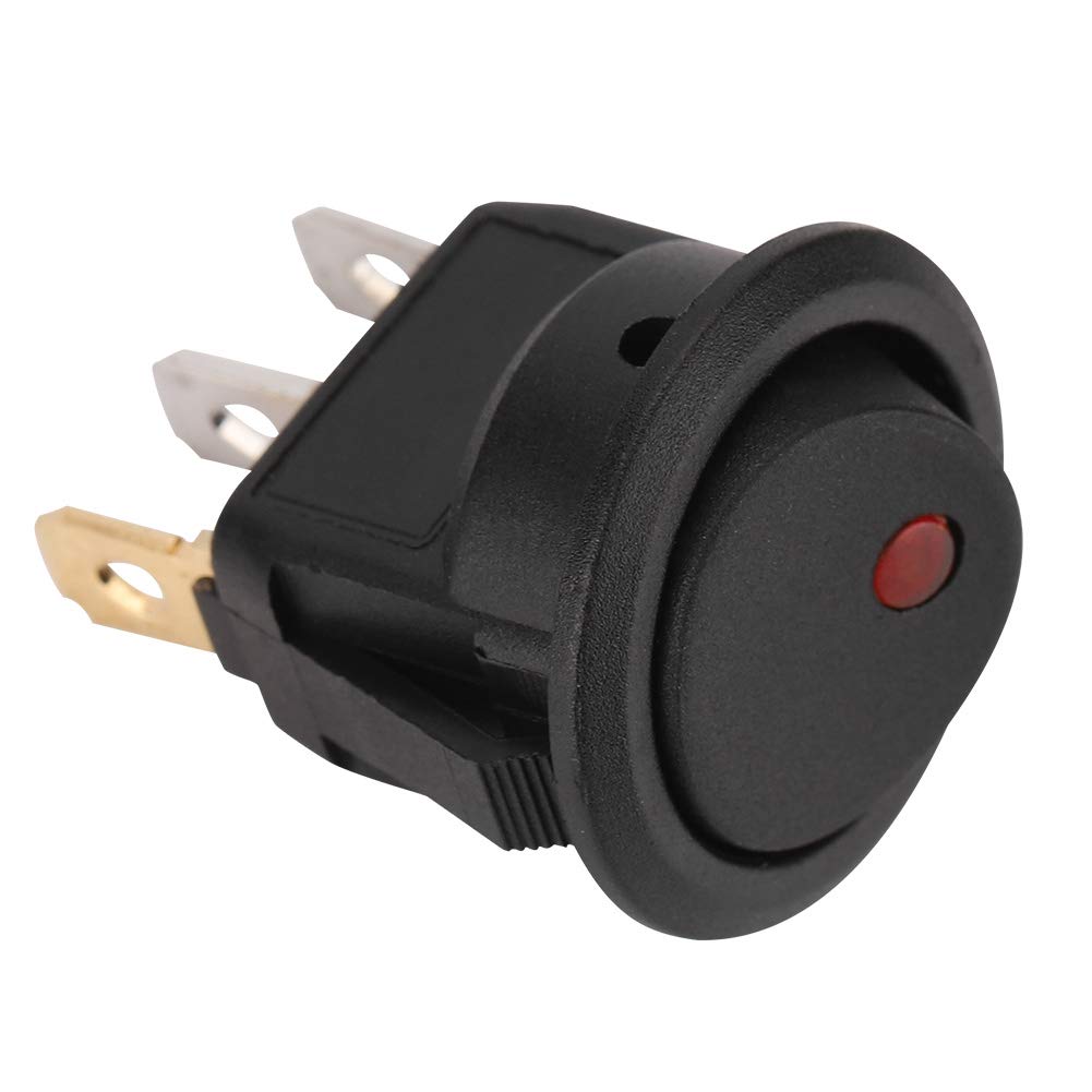 12V Round Rocker Switch SPST On/Off - Waterproof Car Boat Van Dashboard Light Switch for Automotive Marine RV Use - Perfect for Dashboards, Boats, and Off-Road Vehicles