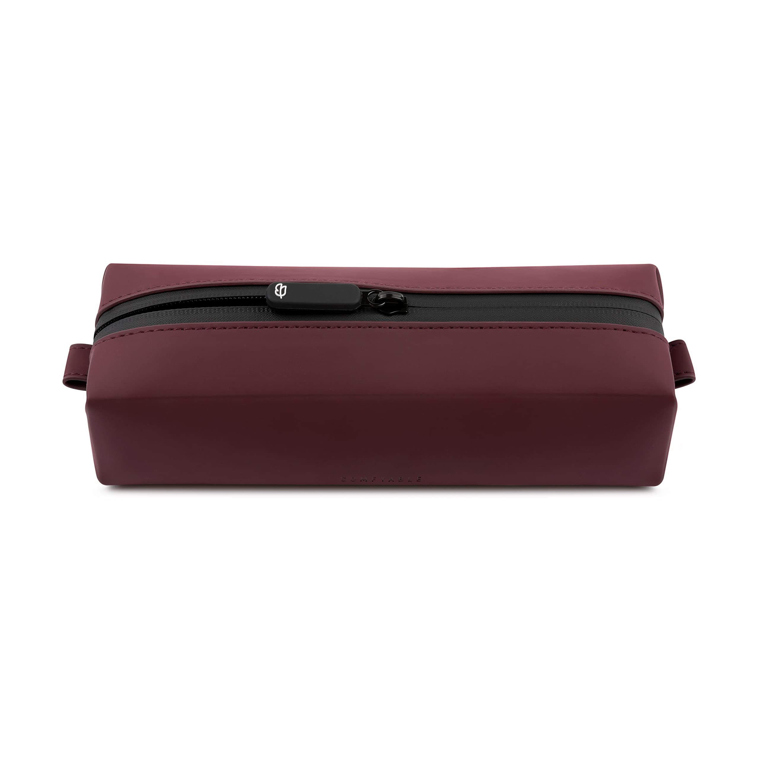 Comfyable Slim Travel Toiletry Bag for Women & Men - Waterproof Makeup & Cosmetic Organizer with Brush Pouch - Perfect Mini Dopp Kit for Electronics, Tech, Gym Essentials & Daily Use - Compact Burgundy Travel Accessory for Business Trips, Vacation & On-the-Go Organization