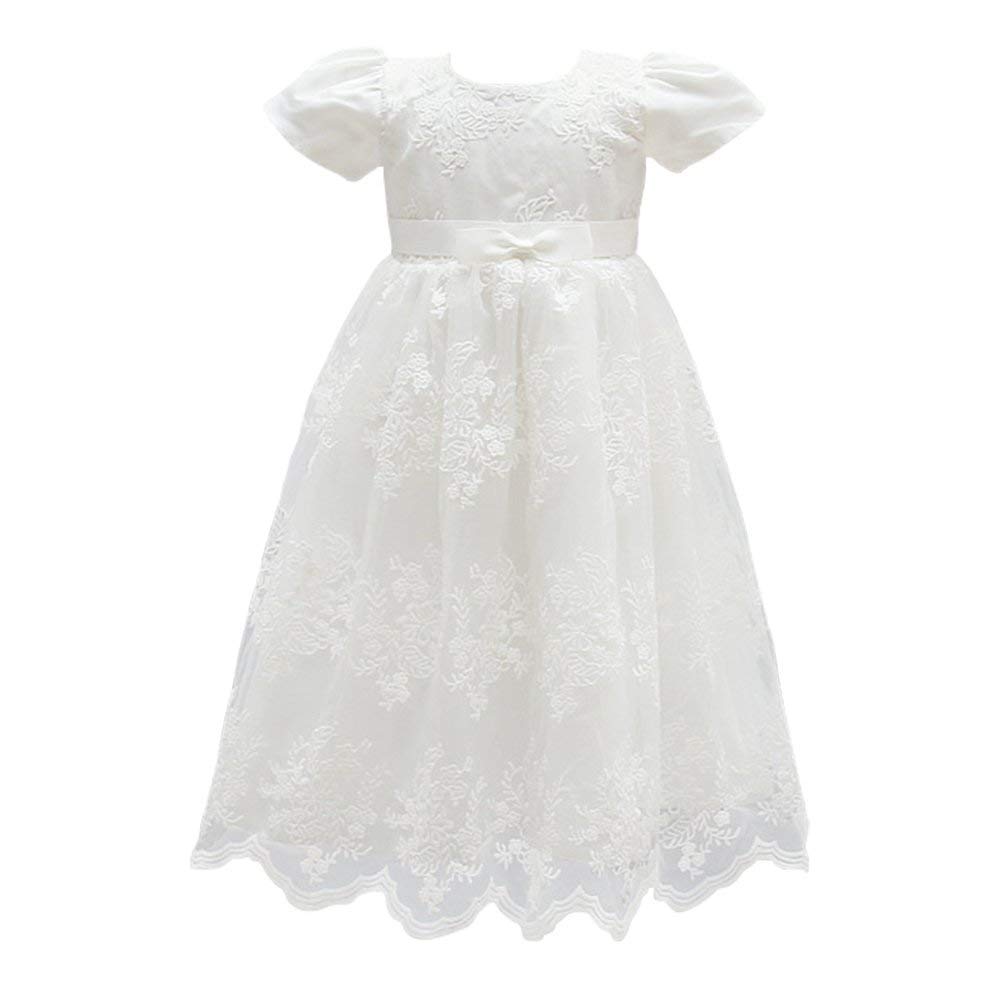 Glamulice Baby Girls Christening Baptism Dress - Newborn Floral Embroidered Lace Gown for Toddlers | Perfect for Baptism, First Communion & Special Occasions