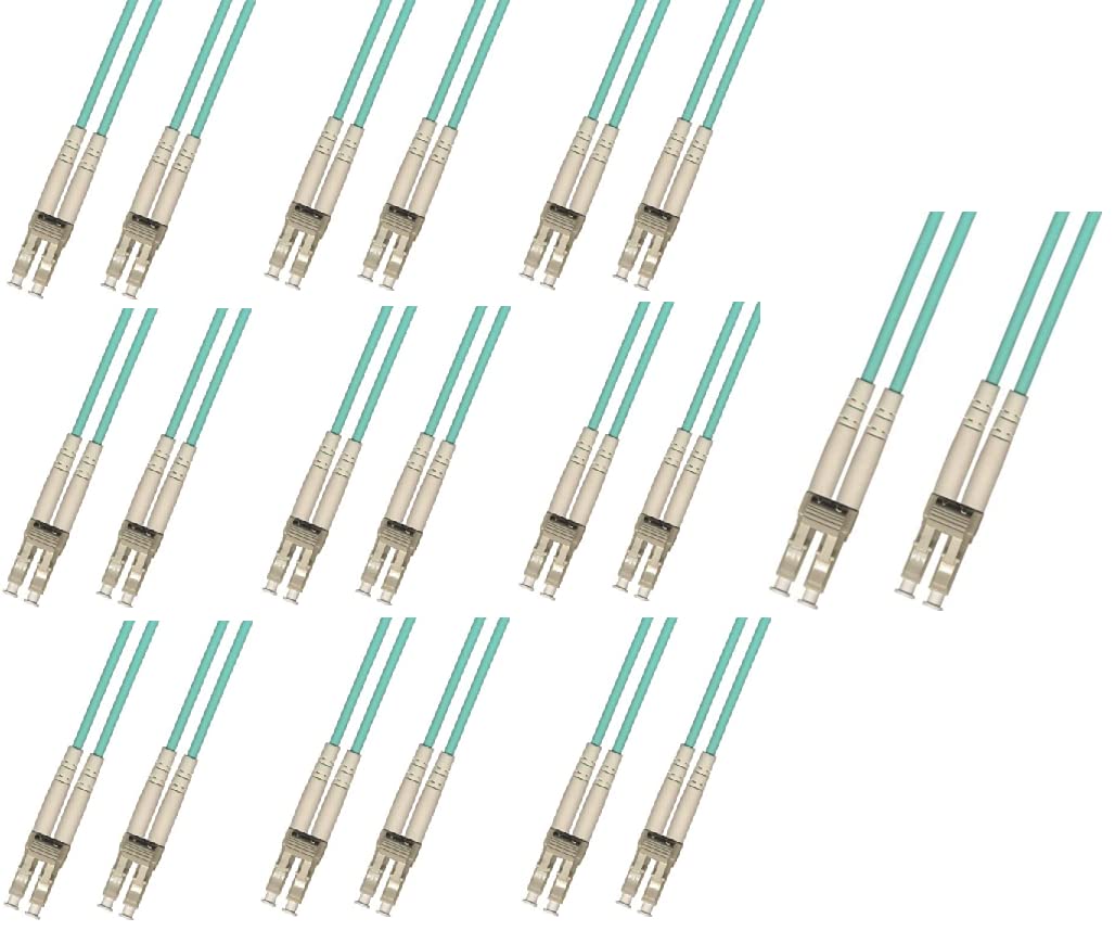 40Gb OM4 Multimode Duplex Fiber Optic Cable 4M (50/125) - LC to LC Connector - Aqua Color - 10 Pack for High-Speed Data Center, Server Room & Network Infrastructure