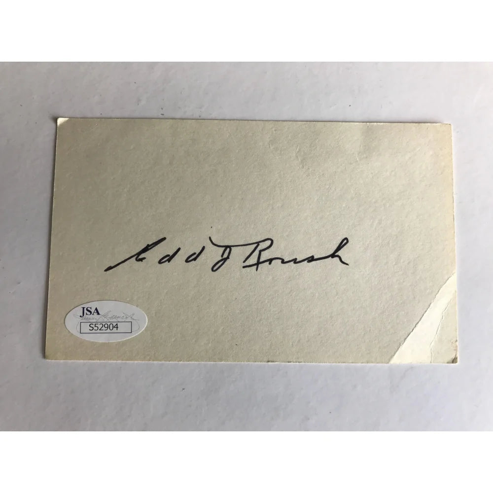 Edd Roush 3x5 Signed Index Card with JSA COA - Cincinnati Reds Hall of Fame Cut Autograph - Perfect for Sports Memorabilia Collectors and Baseball Fans Display