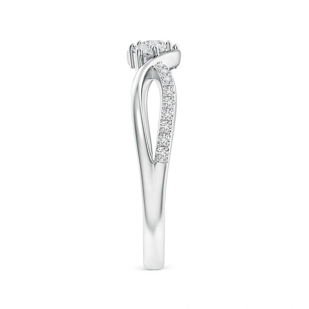 Infinity Twisted Band Three Stone Lab Grown Diamond Promise Ring - Elegant Engagement & Anniversary Jewelry for Women