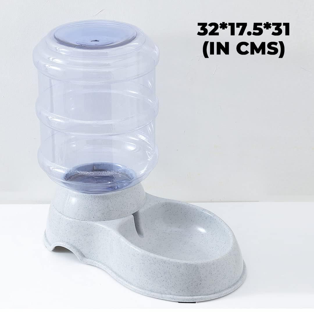 Petvit Dog Food Bowl & Drinking Fountain for Cats and Dogs - Reusable, Durable Pet Bowl with Refillable Water Bottle - 3500ML Grey (LS147GR) - Perfect for Indoor & Outdoor Use, Travel, Camping, and Home Decor
