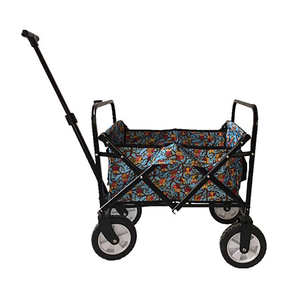 Heavy Duty Folding Wagon Cart with 4 Wheels - 75kg Capacity Multi-Function Garden Trolley for Outdoor Camping, Beach, Supermarket & Shopping - Portable Pull Truck (Color: Blue) - Perfect for Picnics, Groceries, and Outdoor Adventures