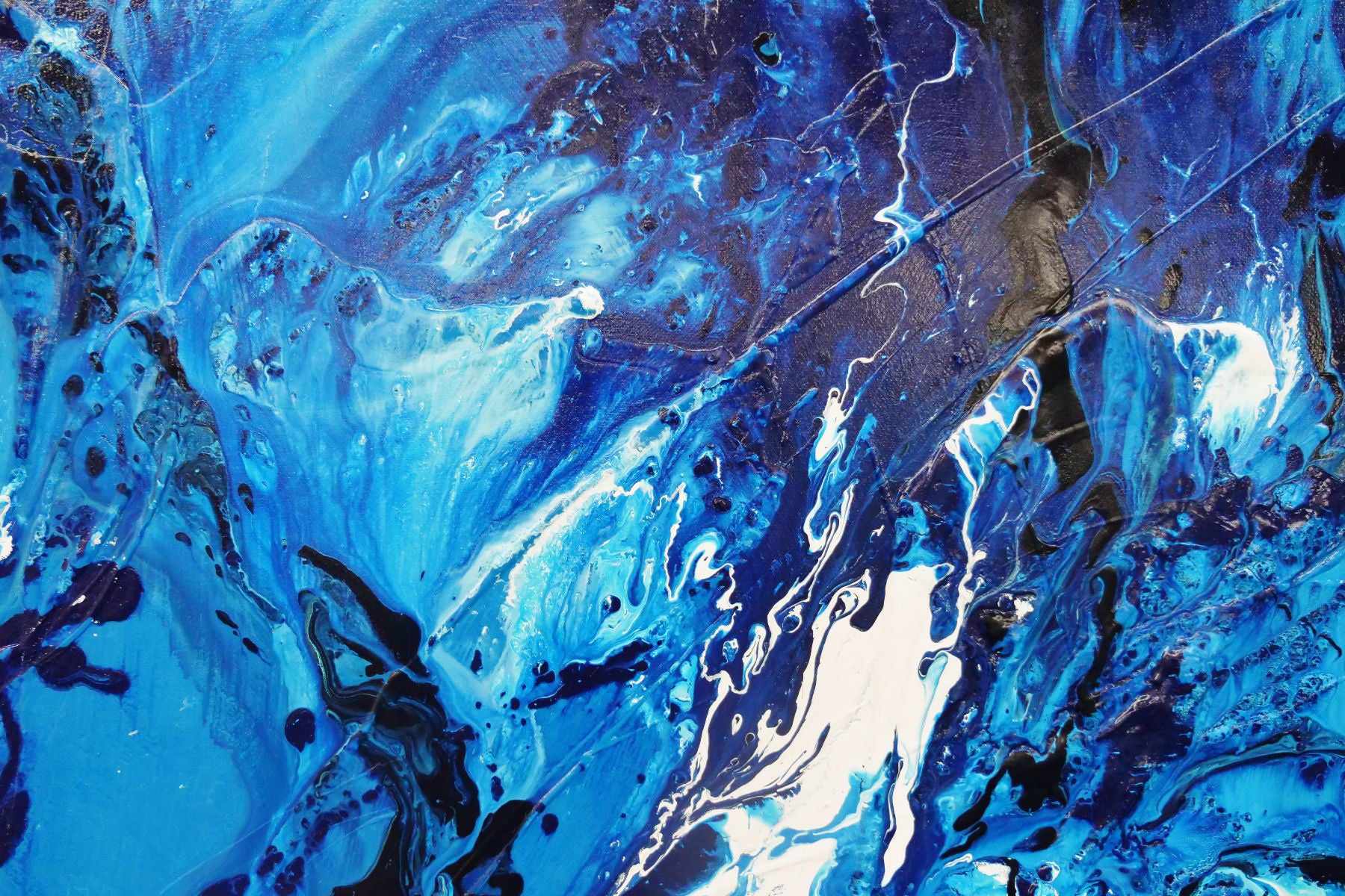 Indigo Waters 200cm x 120cm Blue White Textured Abstract Canvas Art - Modern Wall Decor for Living Room, Bedroom & Office