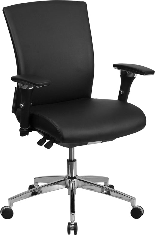 FLASH HERCULES Series 300 lb Capacity Black LeatherSoft Ergonomic Office Chair with Seat Slider - Heavy Duty 24/7 Use for Home Office, Gaming & Workspaces