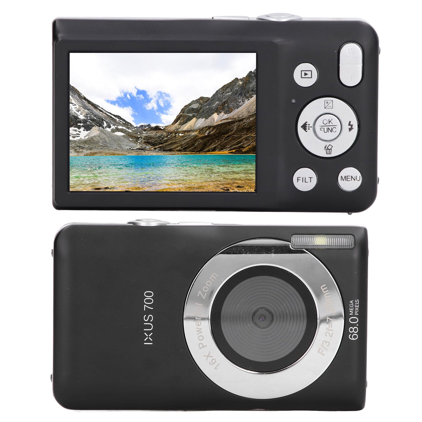 8K Digital Camera for Photography & Vlogging - 68MP Compact Camera with 2.7in LCD Screen, 16X Digital Zoom, Ideal for Teens & Beginners - Perfect for Travel, YouTube Content Creation, and Everyday Photography (Black)